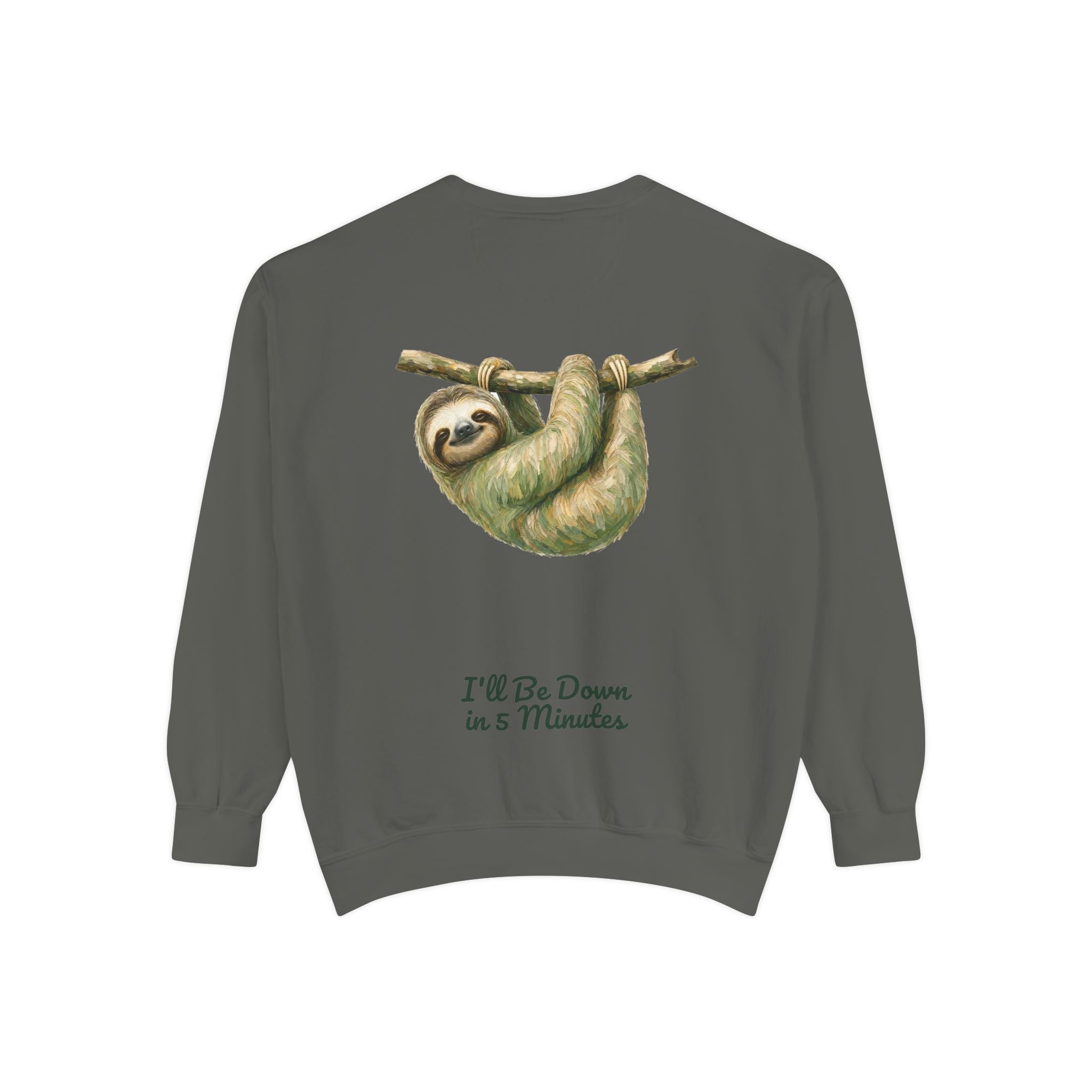 Sloth Shirt, I'll Be Down in 5 Minutes Tee, Funny Lazy Sloth Gift, Painterly Introvert Sweatshirt