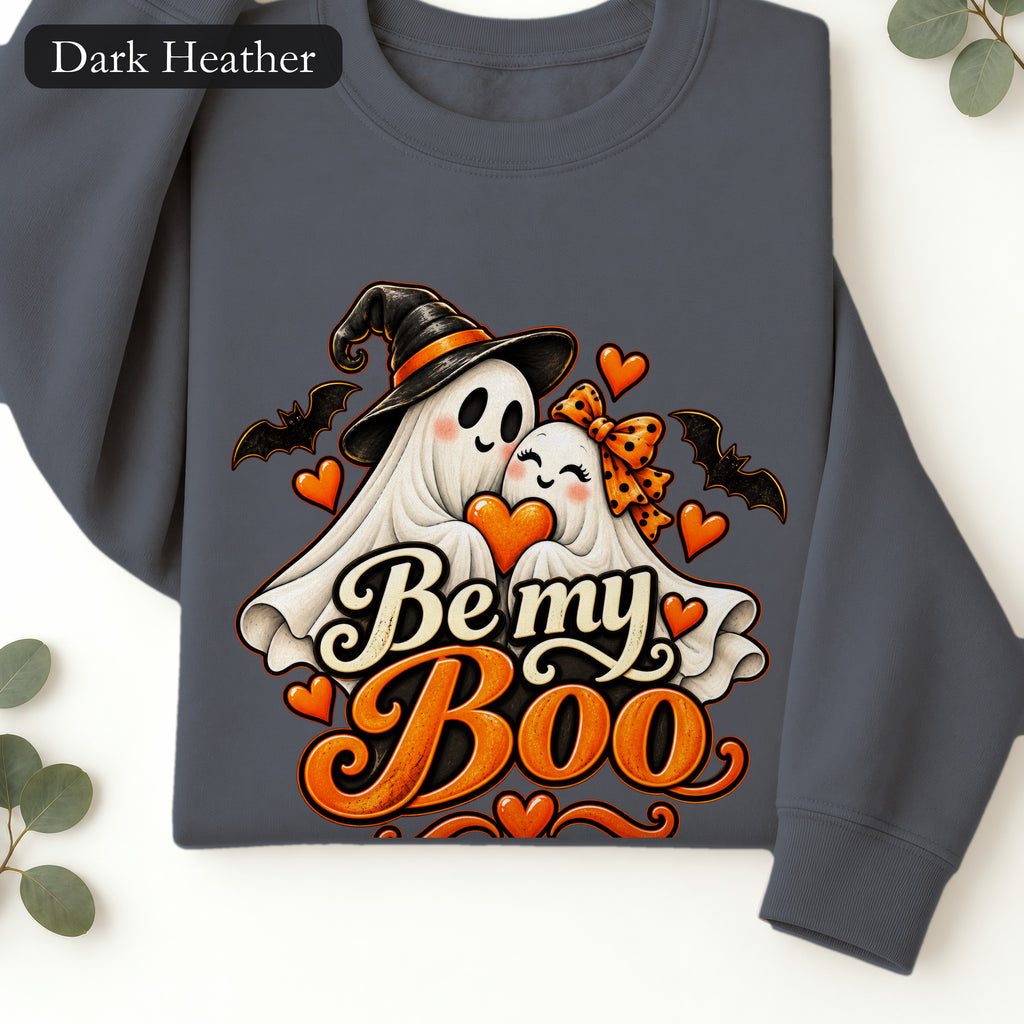 Be My Boo ghost couple Sweatshirt | Halloween spooky hearts