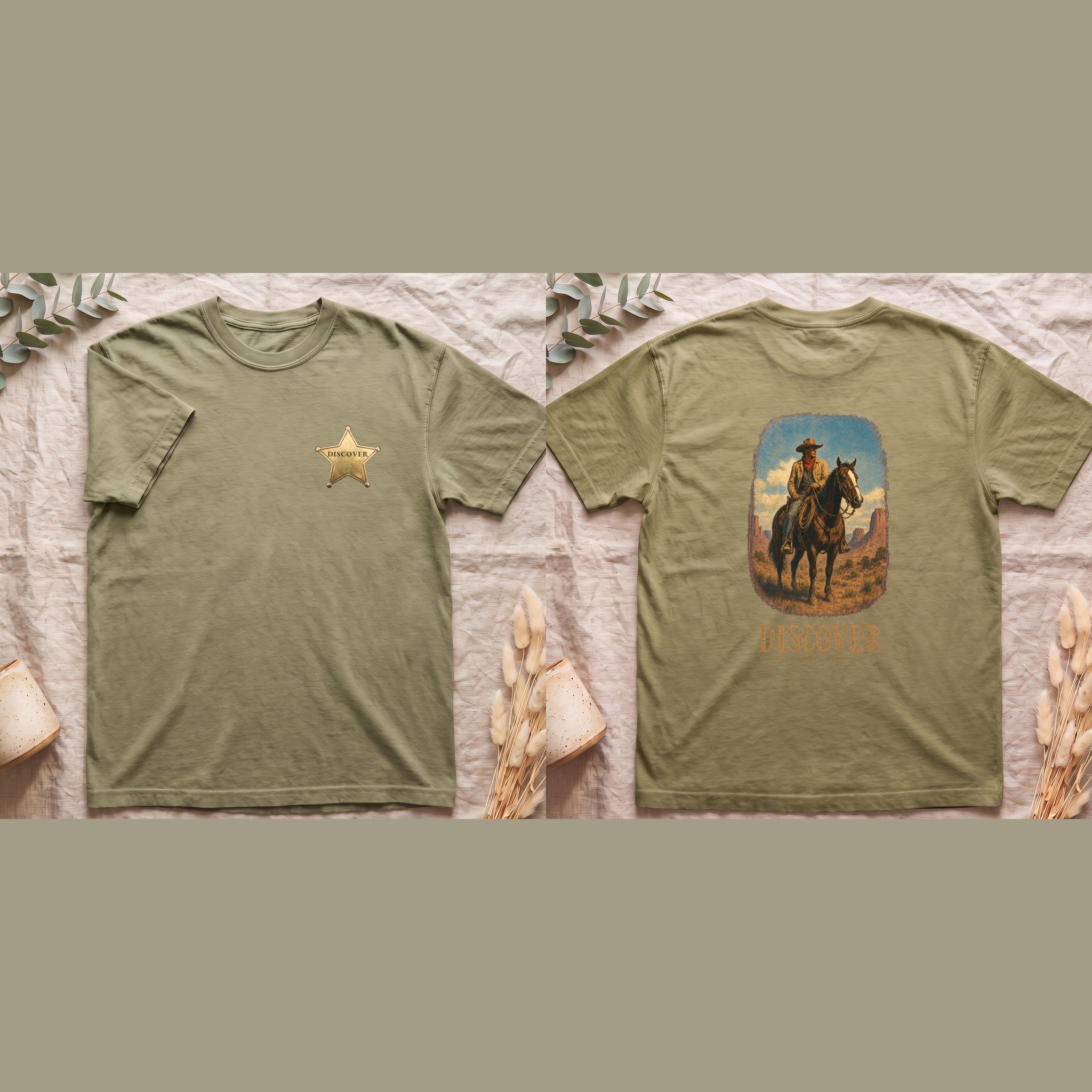 Discover Cowboy Shirt, Vintage Western Horse Tee, Desert Rodeo Tee, Sheriff Star Cowboy Gift