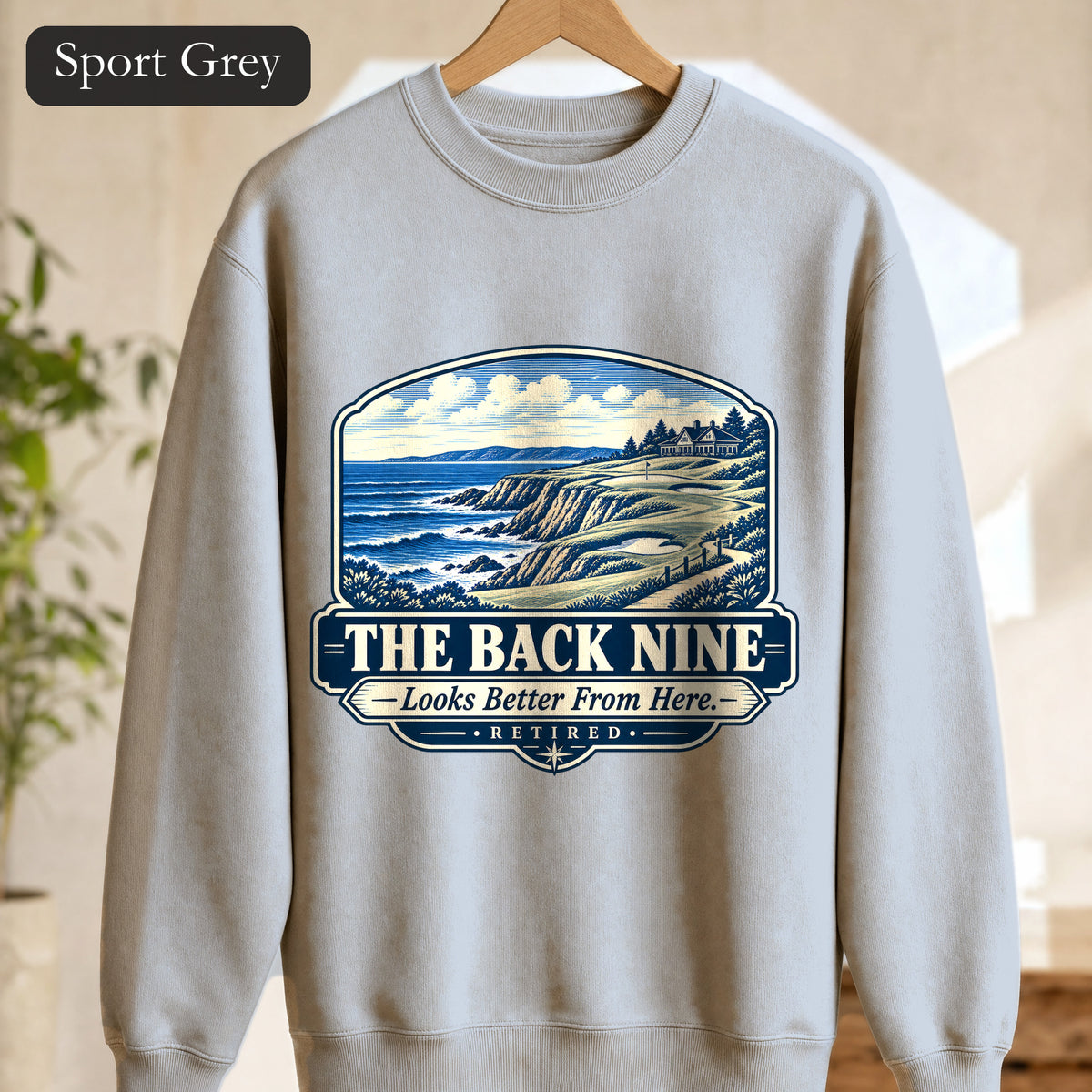 The Back Nine Sweatshirt, Scenic Golf Coast Crewneck, Vintage Golf Course Graphic, Golfer Gift