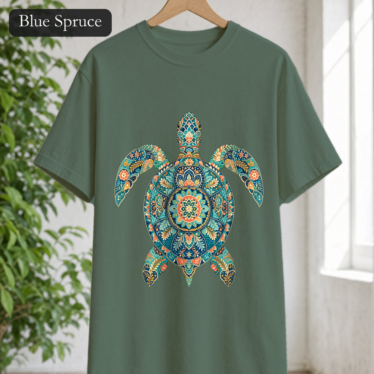 Boho Sea Turtle Shirt, Folk Art Turtle Tee, Japanese Pattern Ocean Lover Gift, Vintage Floral Turtle Sweatshirt