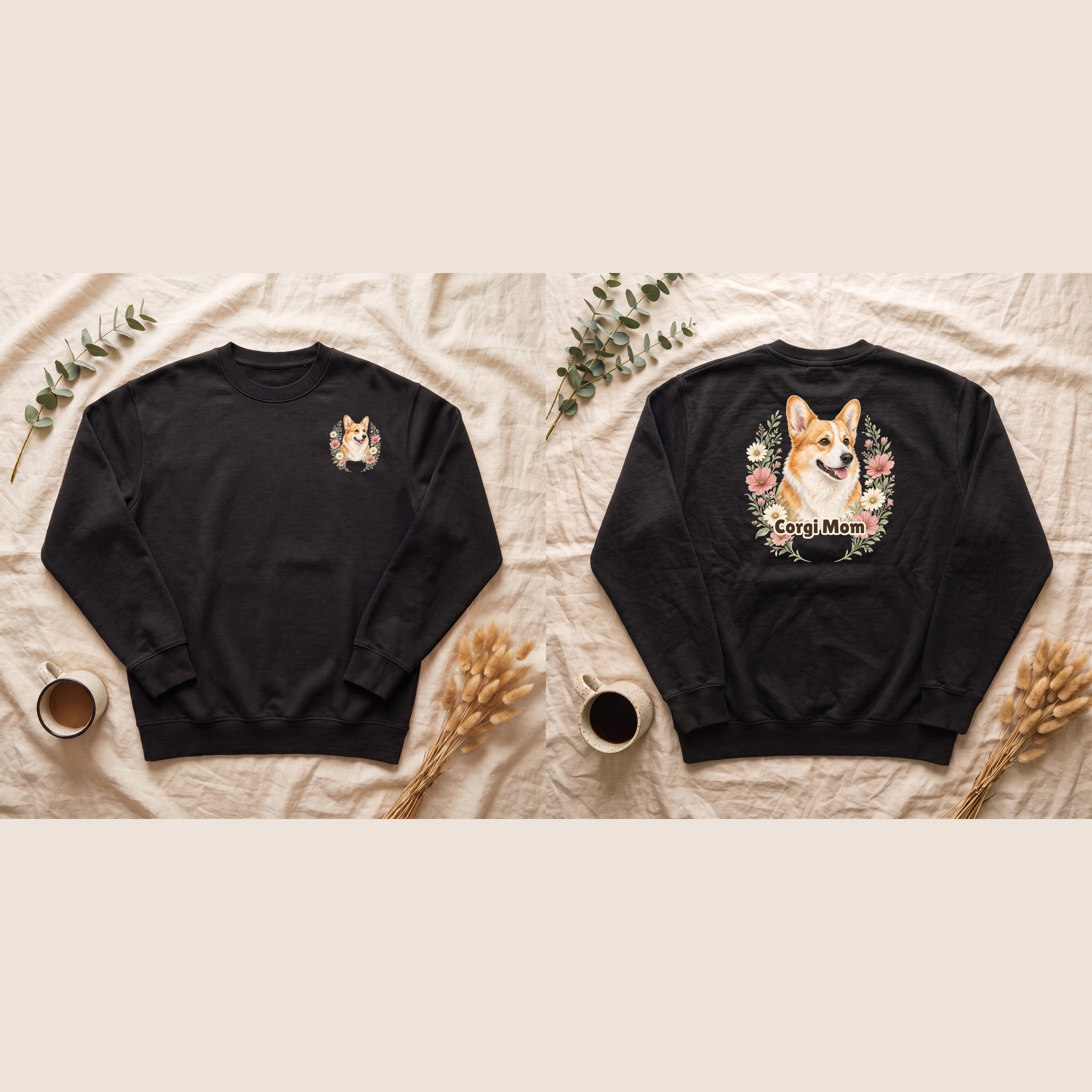 Corgi Mom Shirt, Corgi Mama Tee, Dog Mom Gift, Wildflower Corgi Lover Sweatshirt, Cute Dog Owner Gift