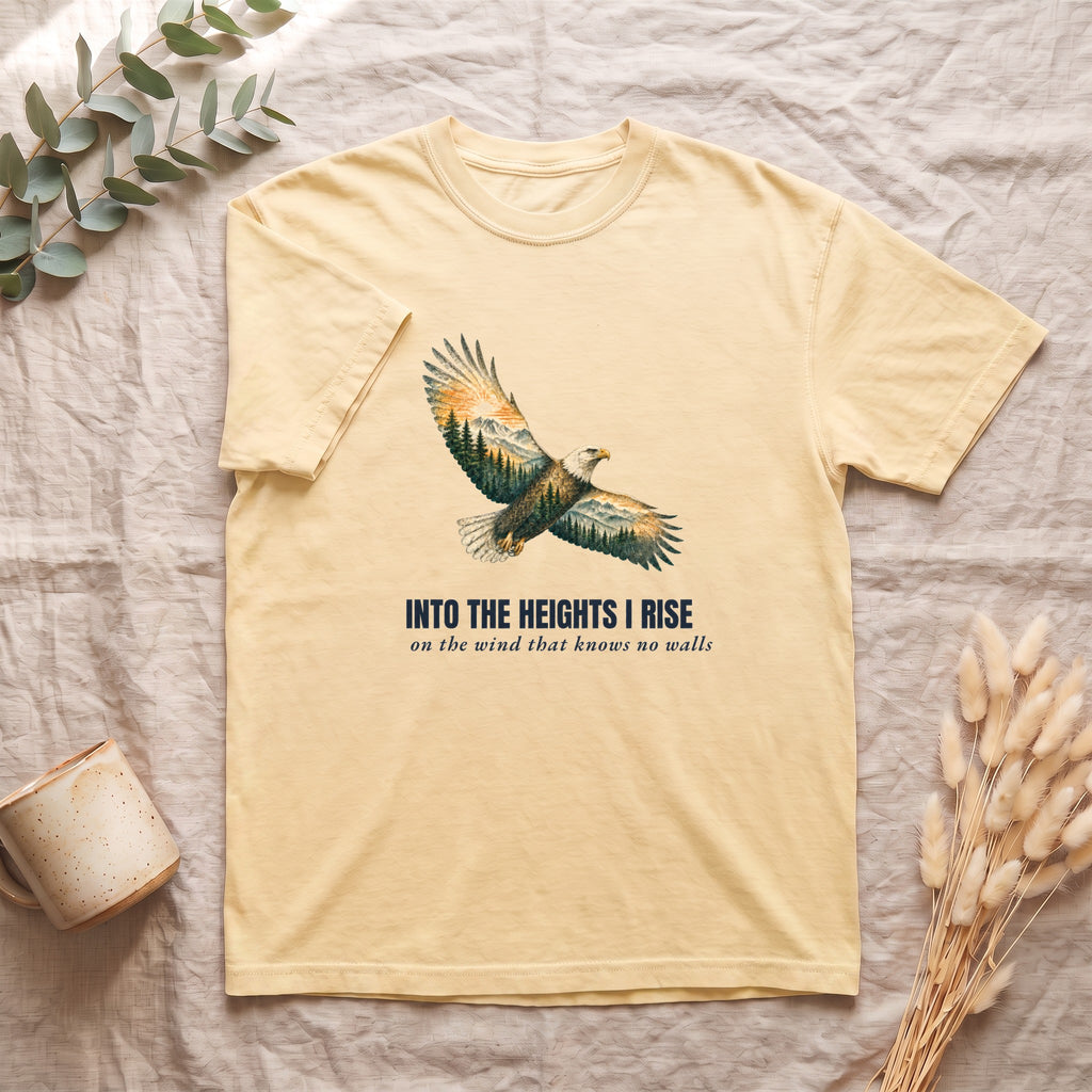 Into the Heights I Rise Shirt, Eagle Double Exposure Tee, Mountain Wilderness Adventure Gift, Woodland Nature Sweatshirt