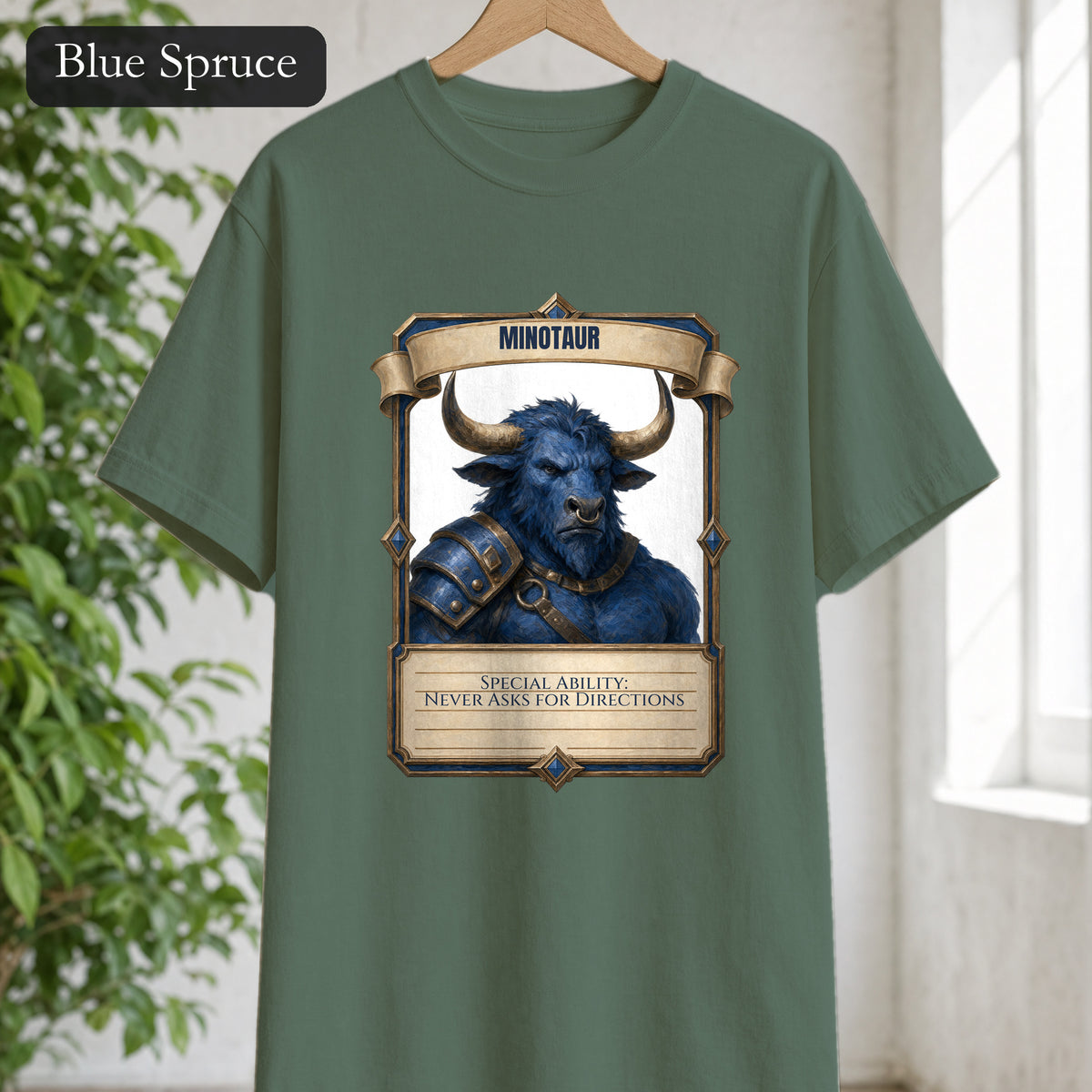 Minotaur Never Asks for Directions Shirt, Funny RPG Stat Card Tee, Tabletop Gamer D20 Gift, Fantasy Dungeon Sweatshirt