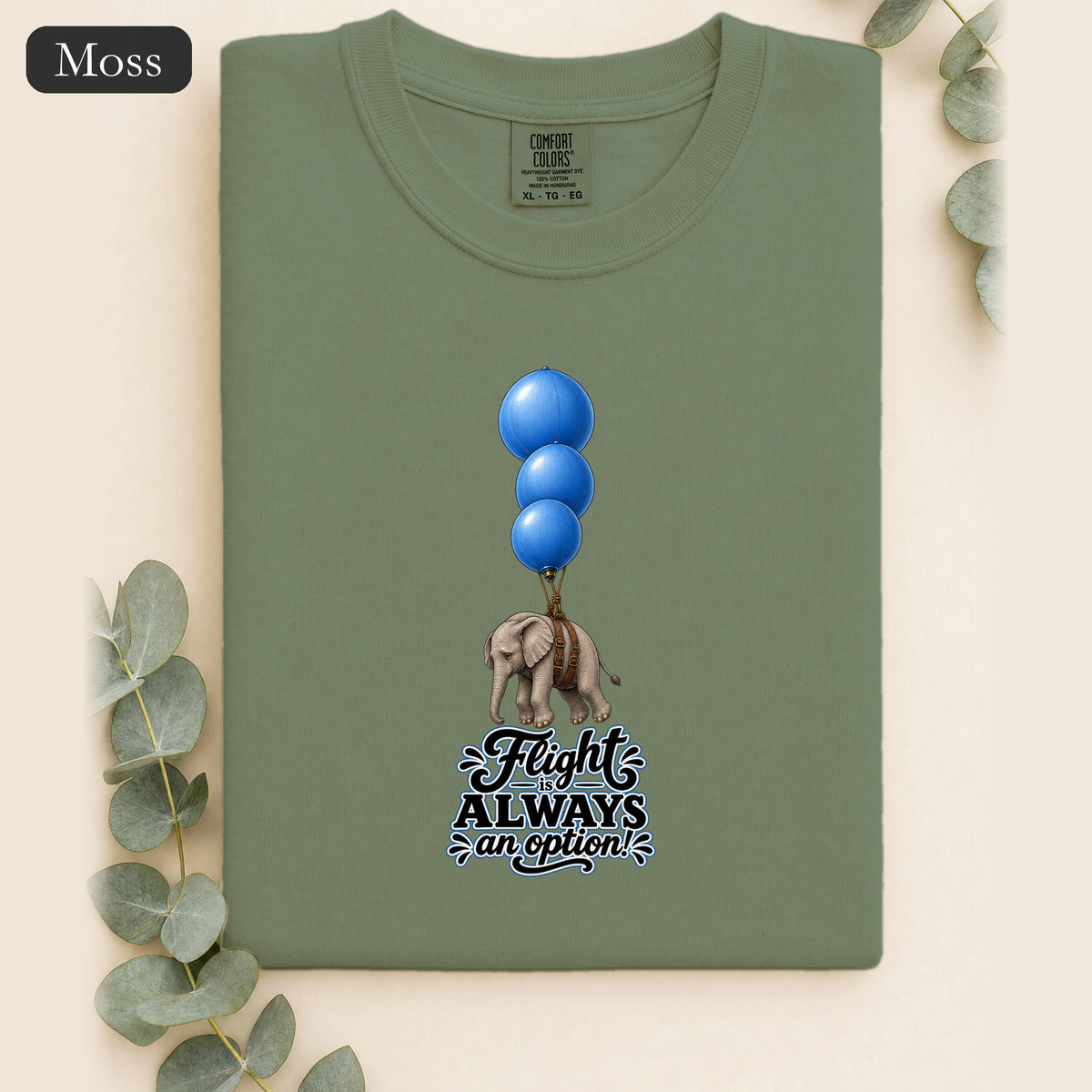 Blue Balloons Elephant illustration Shirt | Flight Always inspired quote