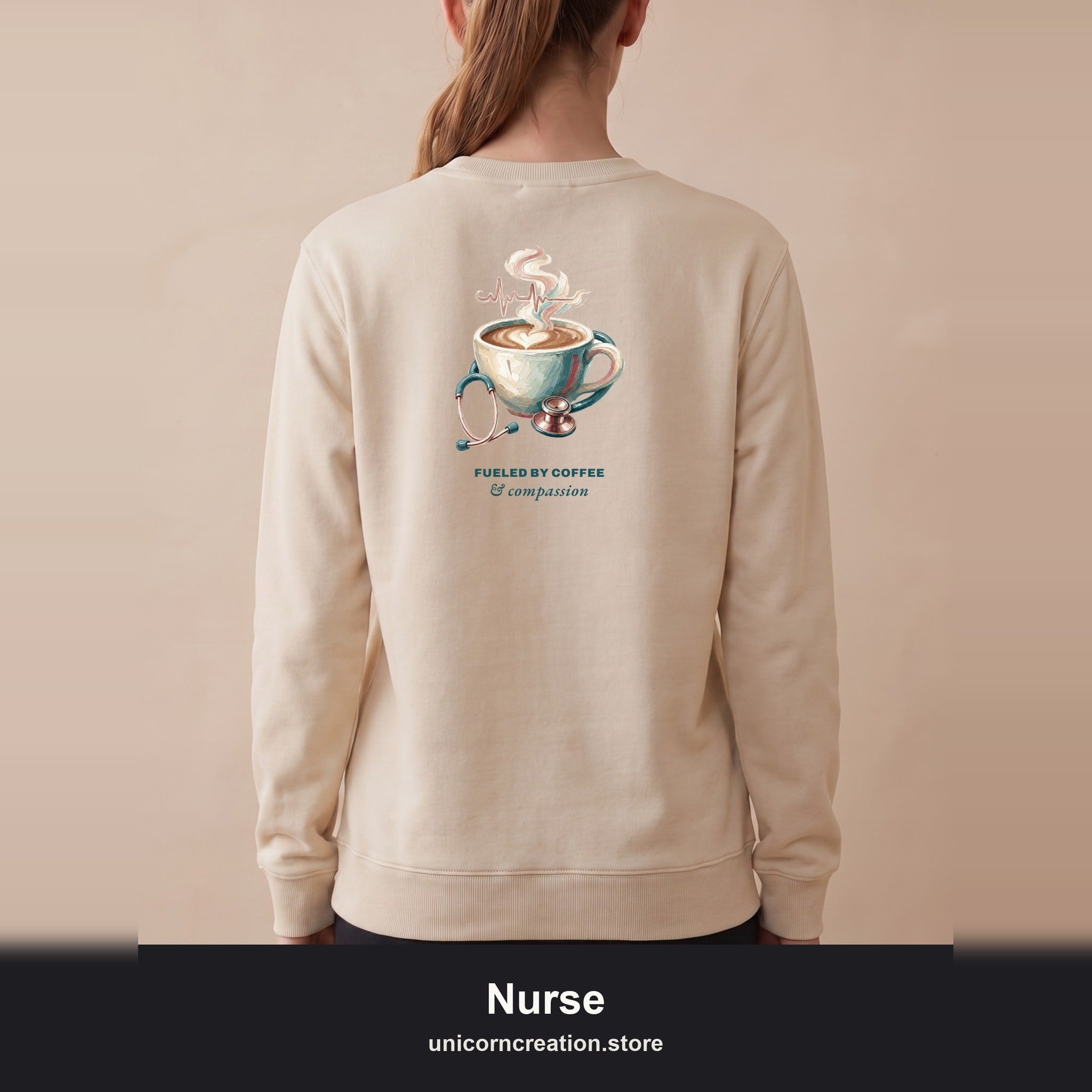 Nurse Shirt, Fueled by Coffee and Compassion Tee, Nurse Week RN Gift, Painterly Nurse Coffee Sweatshirt