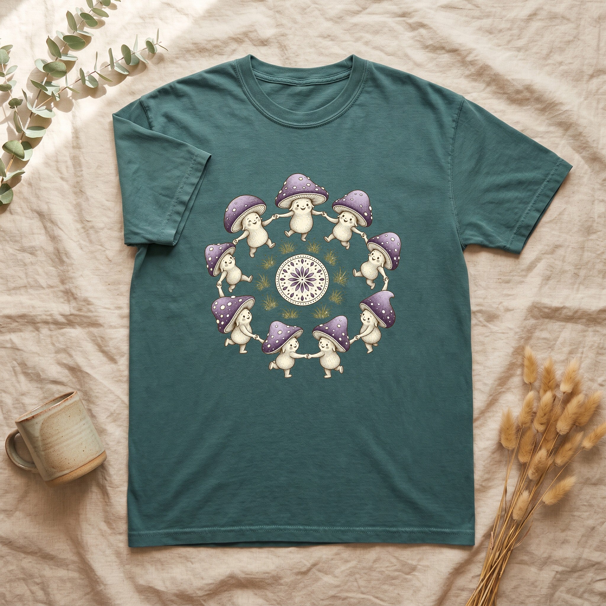 Cottagecore Mushroom Shirt, Lavender Fairy Ring Tee, Goblincore Nature Gift, Whimsical Mushroom Sweatshirt