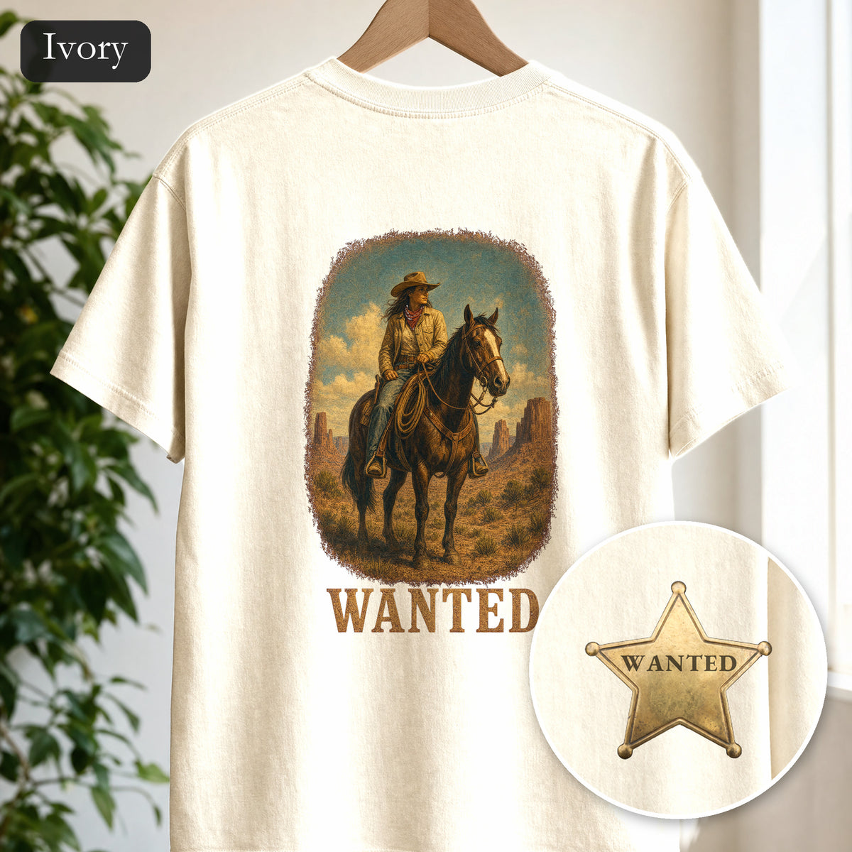 Wanted Cowgirl Shirt, Vintage Western Wanted Poster Tee, Desert Outlaw Tee, Sheriff Star Cowgirl Gift