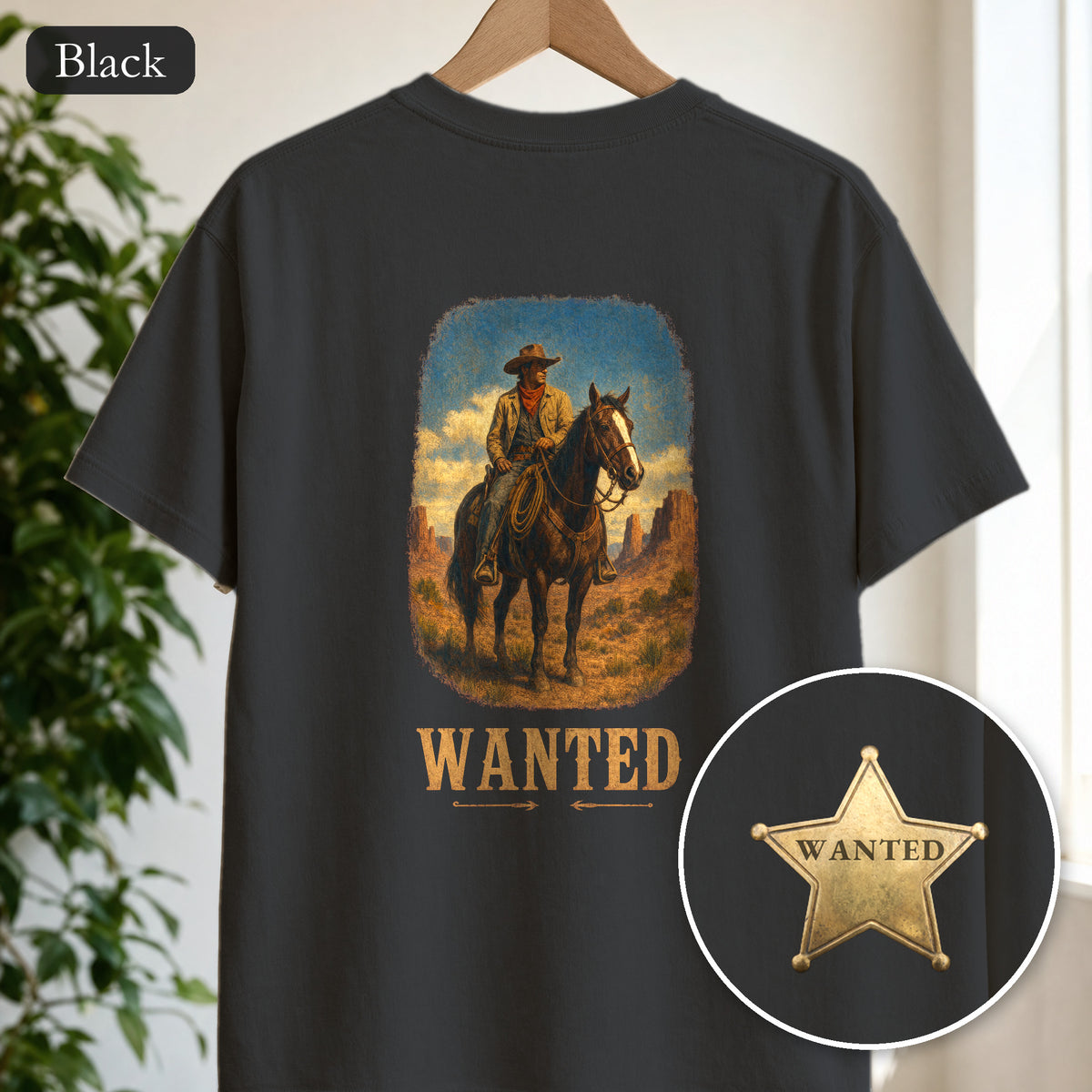 Wanted Cowboy Shirt, Vintage Western Wanted Poster Tee, Desert Outlaw Tee, Sheriff Star Cowboy Gift