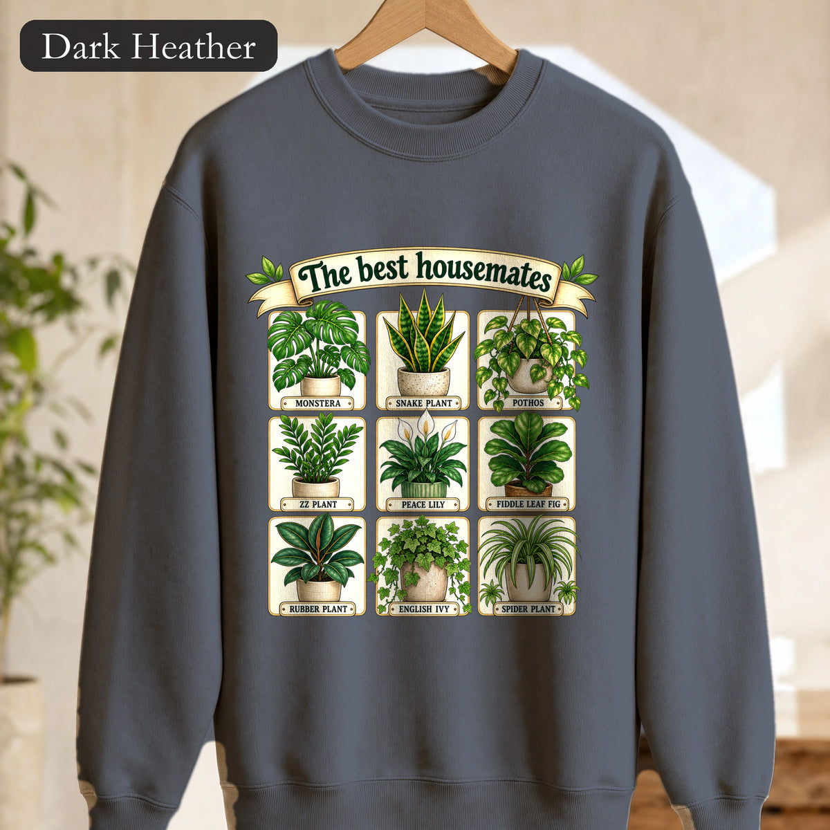 The Best Housemates plant grid Sweatshirt | Crewneck