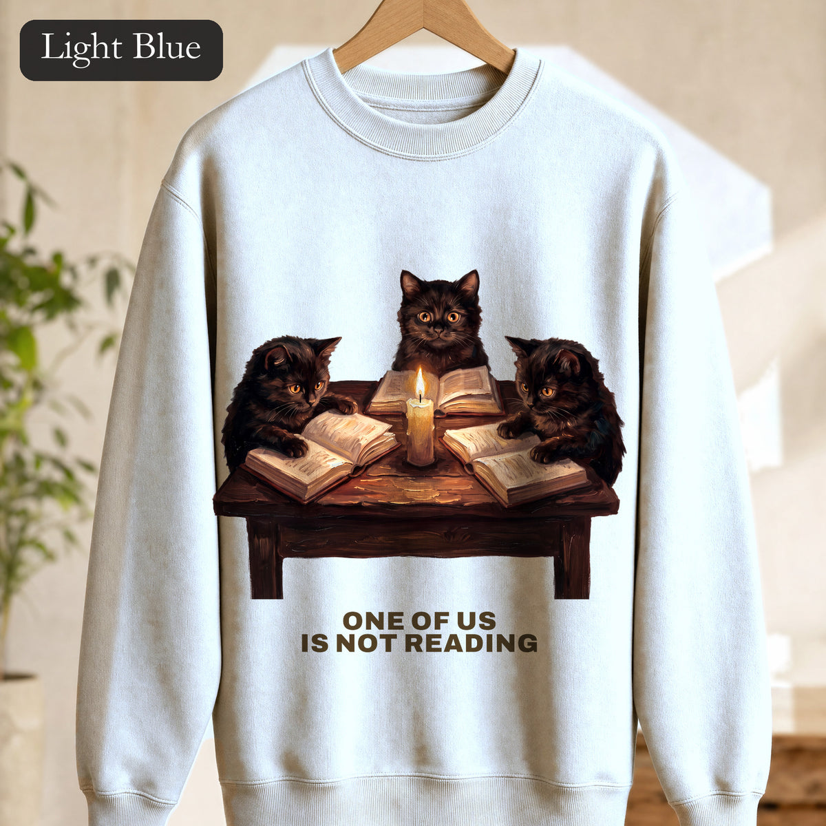 Book Club Cats Sweatshirt, One Of Us Is Not Reading Crewneck, Funny Book Club Group Sweatshirt, Reader Cat Lover Gift