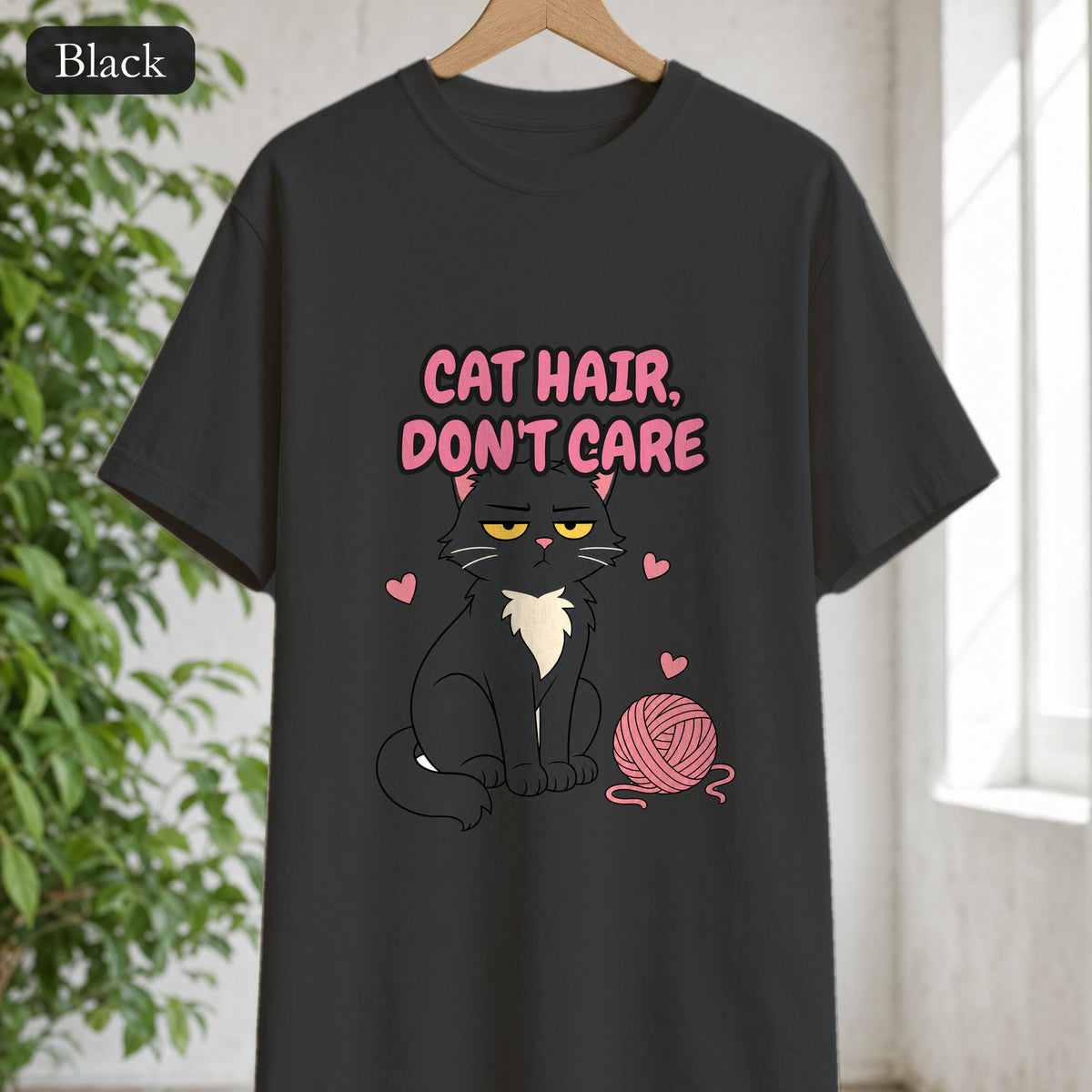 Cat Hair Don't Care Shirt, Funny Cat Mom Tee, Cat Lover Gift, Cat Owner Sweatshirt