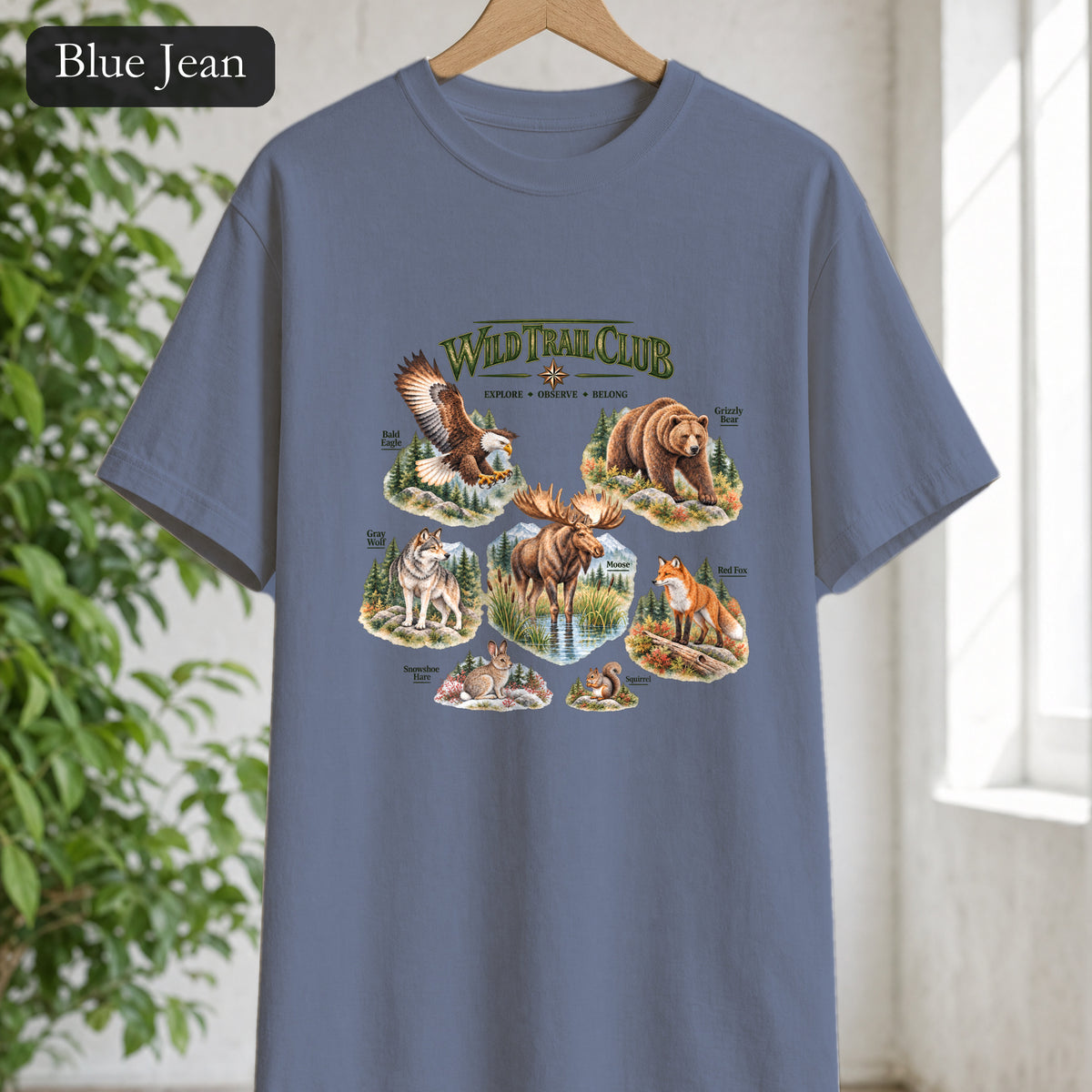 Wild Trail Club Shirt, Woodland Animals Tee, Walk Steady Go Far, Hiking Nature Lover Gift