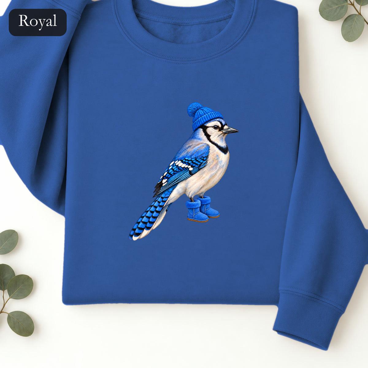 Blue Jay Illustration Crewneck Sweatshirt | Bird Graphic, Nature Theme