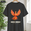 Reborn Monday Exhausted by Tuesday Shirt, Funny Phoenix Tee, Work Week Humor Gift, Painterly Fantasy Sweatshirt