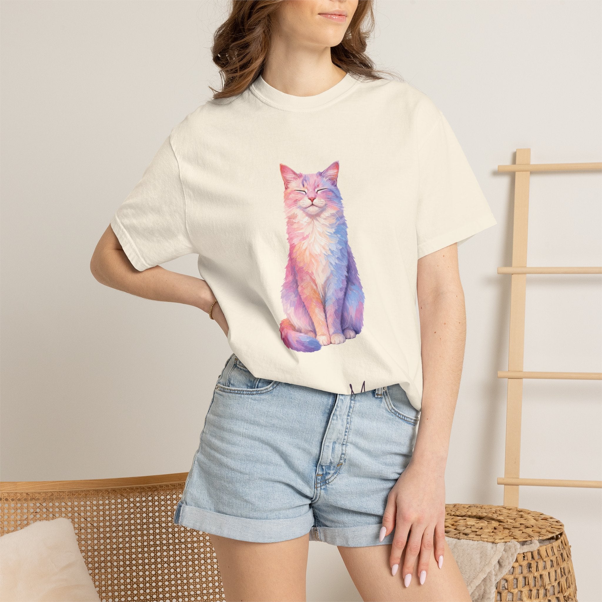 Cat Mom Shirt, Pastel Painterly Cat Tee, Cute Cat Lover Gift, Cat Owner Sweatshirt for Her
