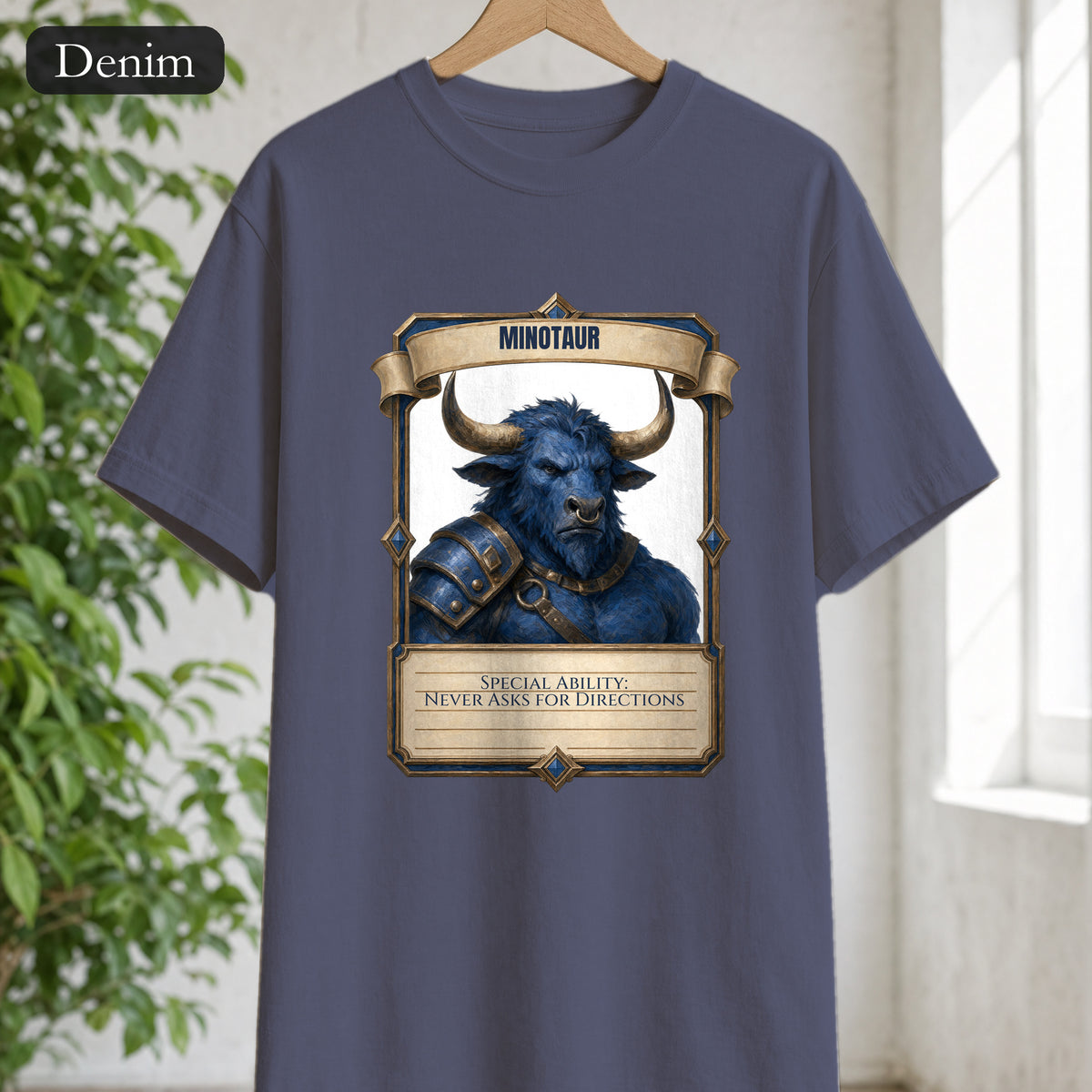 Minotaur Never Asks for Directions Shirt, Funny RPG Stat Card Tee, Tabletop Gamer D20 Gift, Fantasy Dungeon Sweatshirt