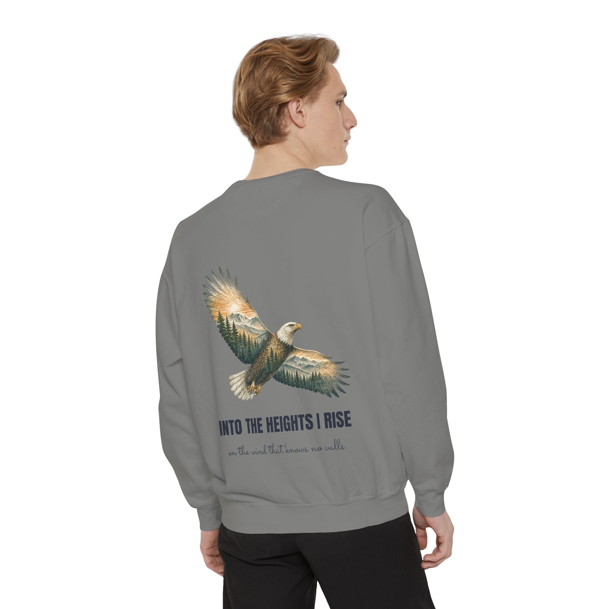 Into the Heights I Rise Shirt, Eagle Double Exposure Tee, Mountain Wilderness Adventure Gift, Woodland Nature Sweatshirt