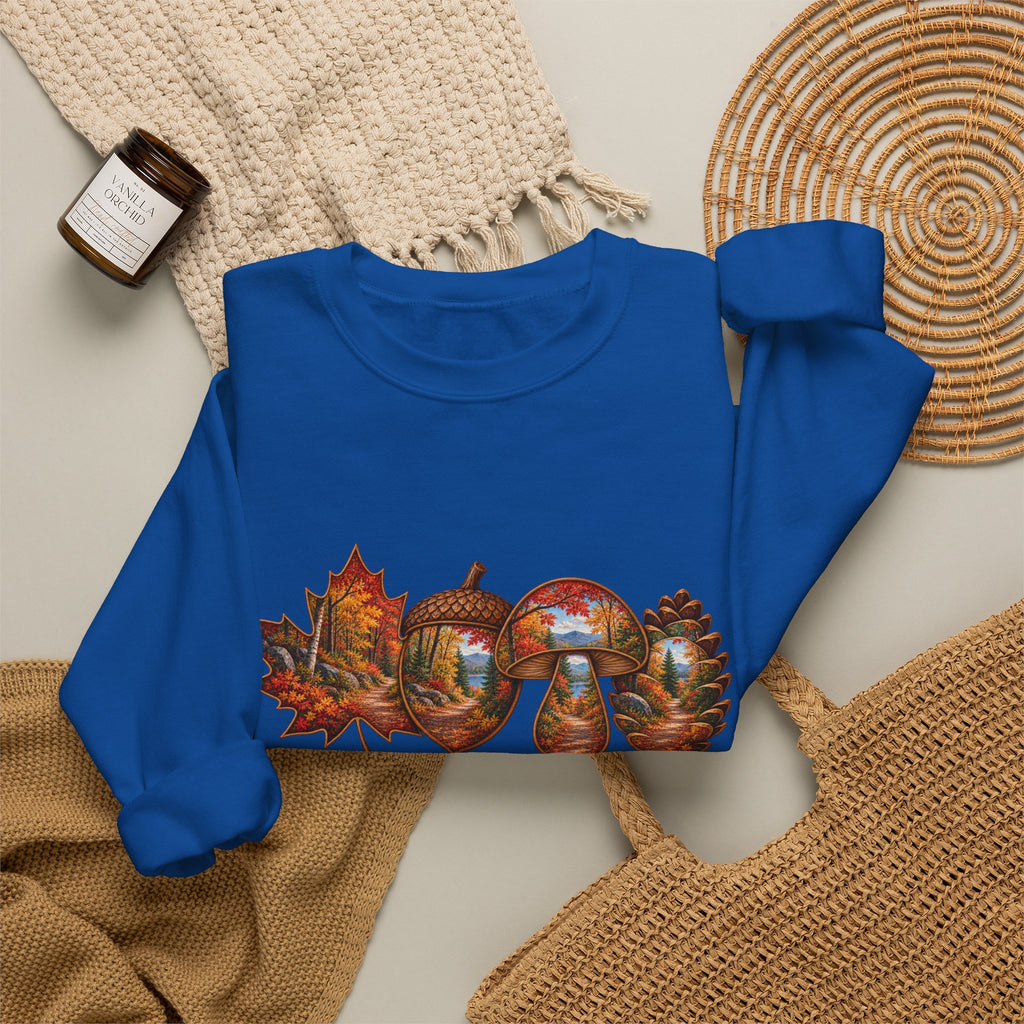 Autumn Lake Scene on Maple Leaves Sweatshirt | Fall Landscape Crewneck