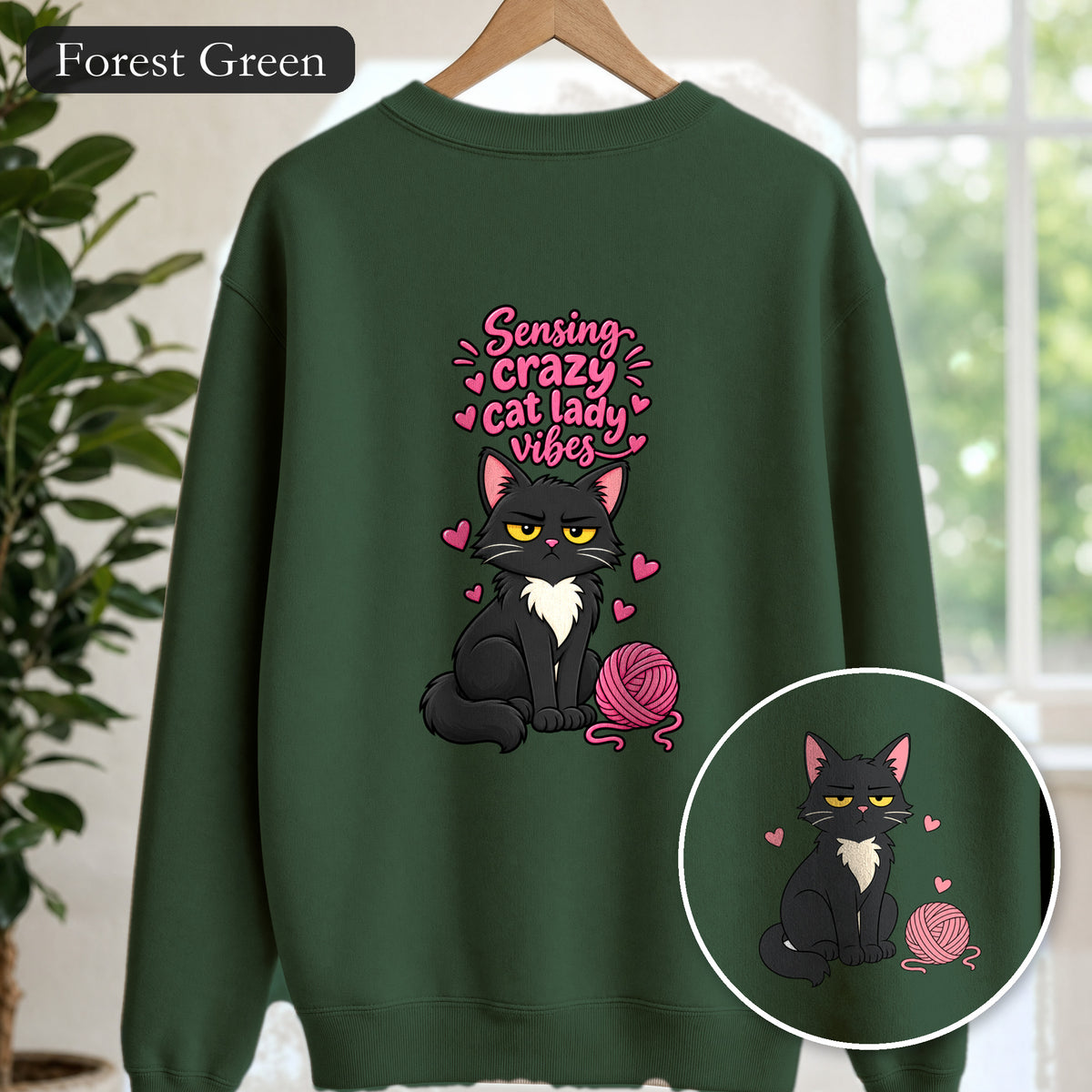 Sensing Crazy Cat Lady Vibes Shirt, Funny Cat Mom Tee, Cat Lover Gift, Sarcastic Cat Owner Sweatshirt