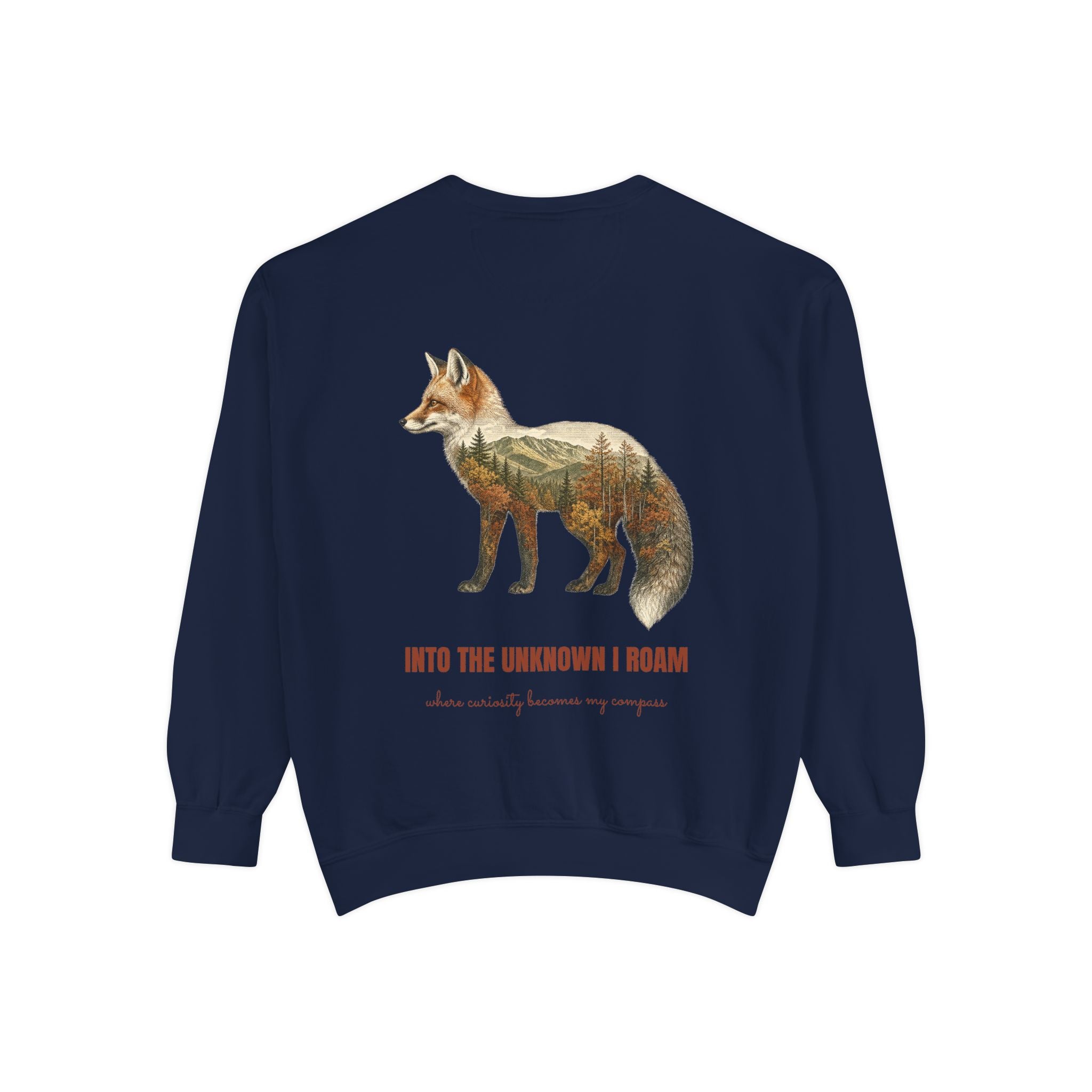 Into the Unknown I Roam Shirt, Fox Double Exposure Tee, Woodland Wanderlust Adventure Gift, Nature Hiking Sweatshirt