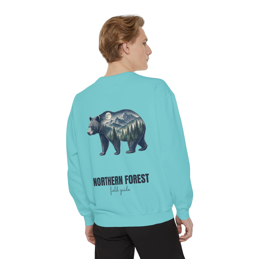 Northern Forest Field Guide Shirt, Black Bear Double Exposure Tee, Woodland Wildlife Camping Gift, Nature Lover Sweatshirt