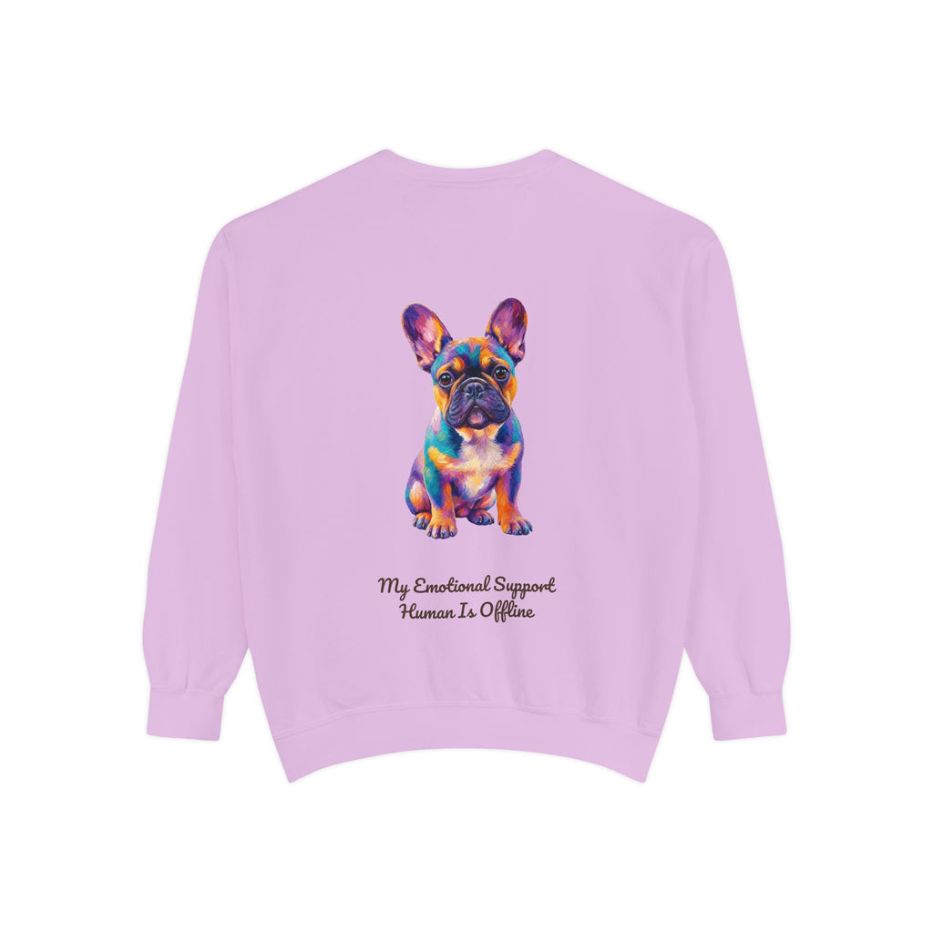 French Bulldog Shirt, My Emotional Support Human Is Offline Tee, Funny Frenchie Dog Mom Gift, Painterly Dog Lover Sweatshirt