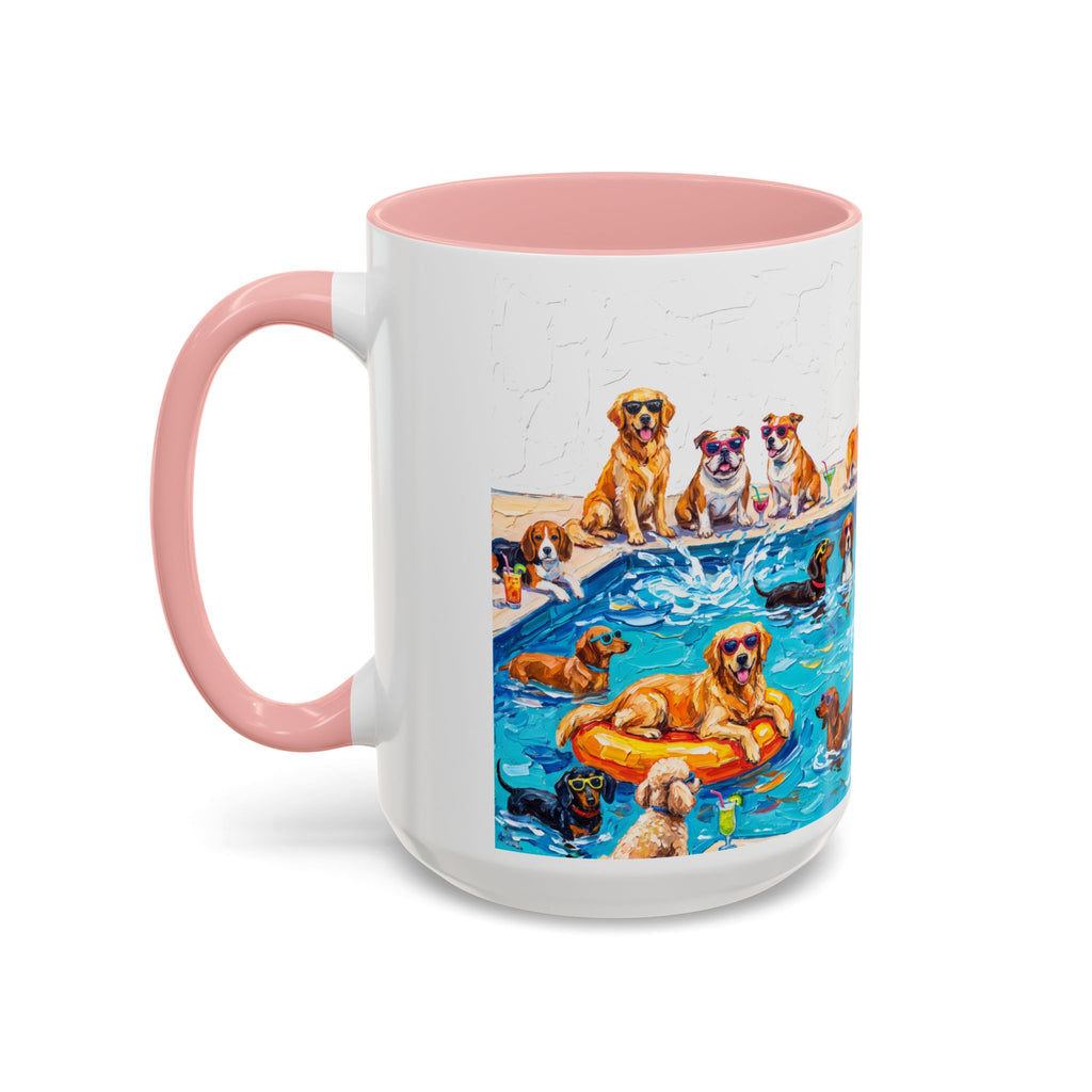 Dogs Pool Party Coffee Mug — Funny Summer Dog Mug (15 oz)