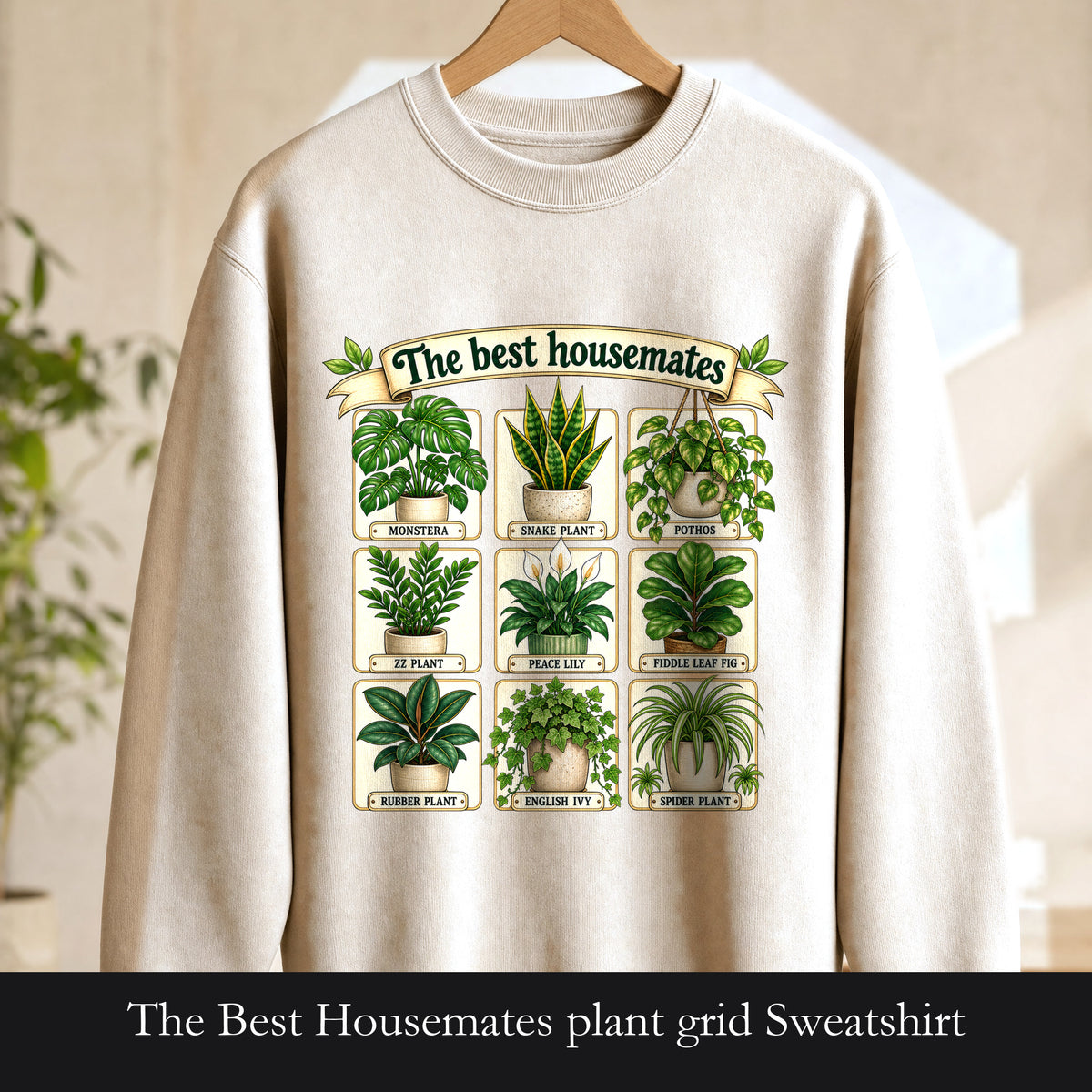The Best Housemates plant grid Sweatshirt | Crewneck