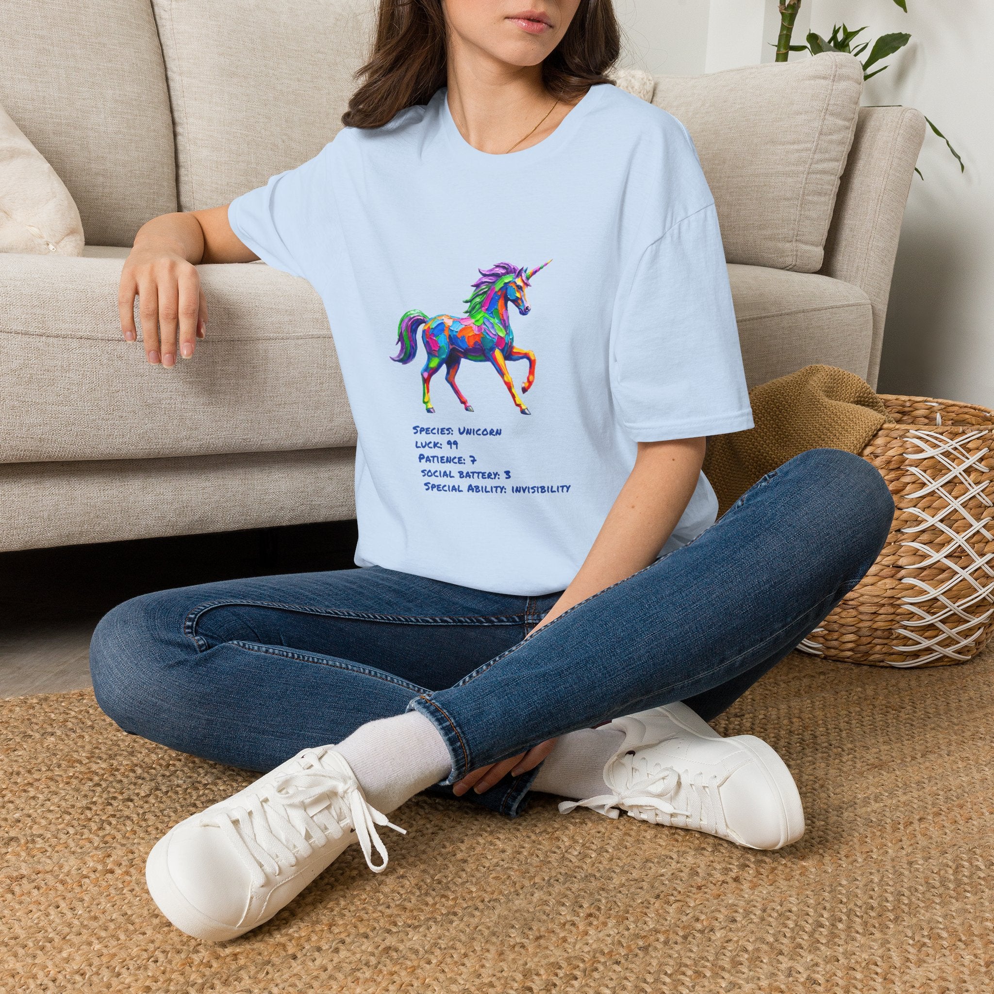 Unicorn Stat Card Shirt — Special Ability: Invisibility, RPG Tee