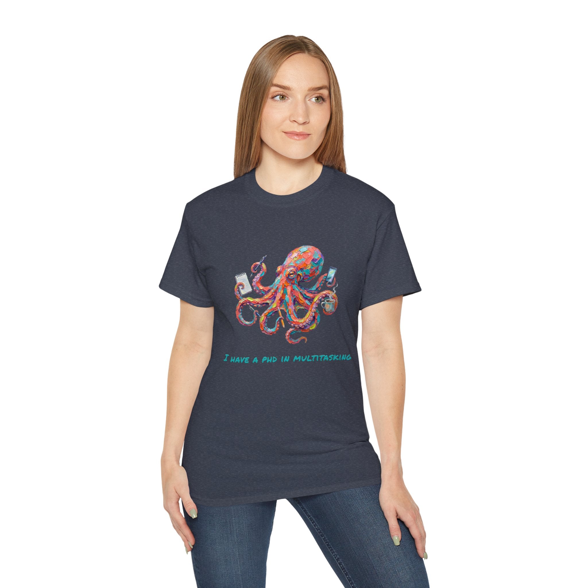Octopus T-Shirt — I Have a PhD in Multitasking, Funny Office Tee