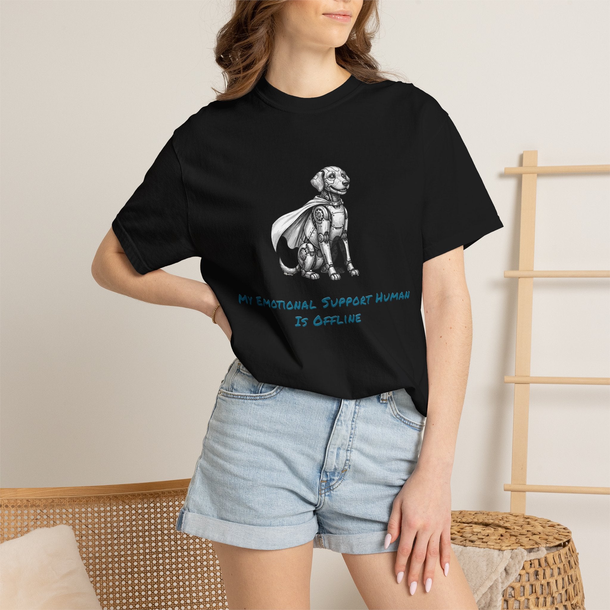 Robot Dog T-Shirt — My Emotional Support Human Is Offline