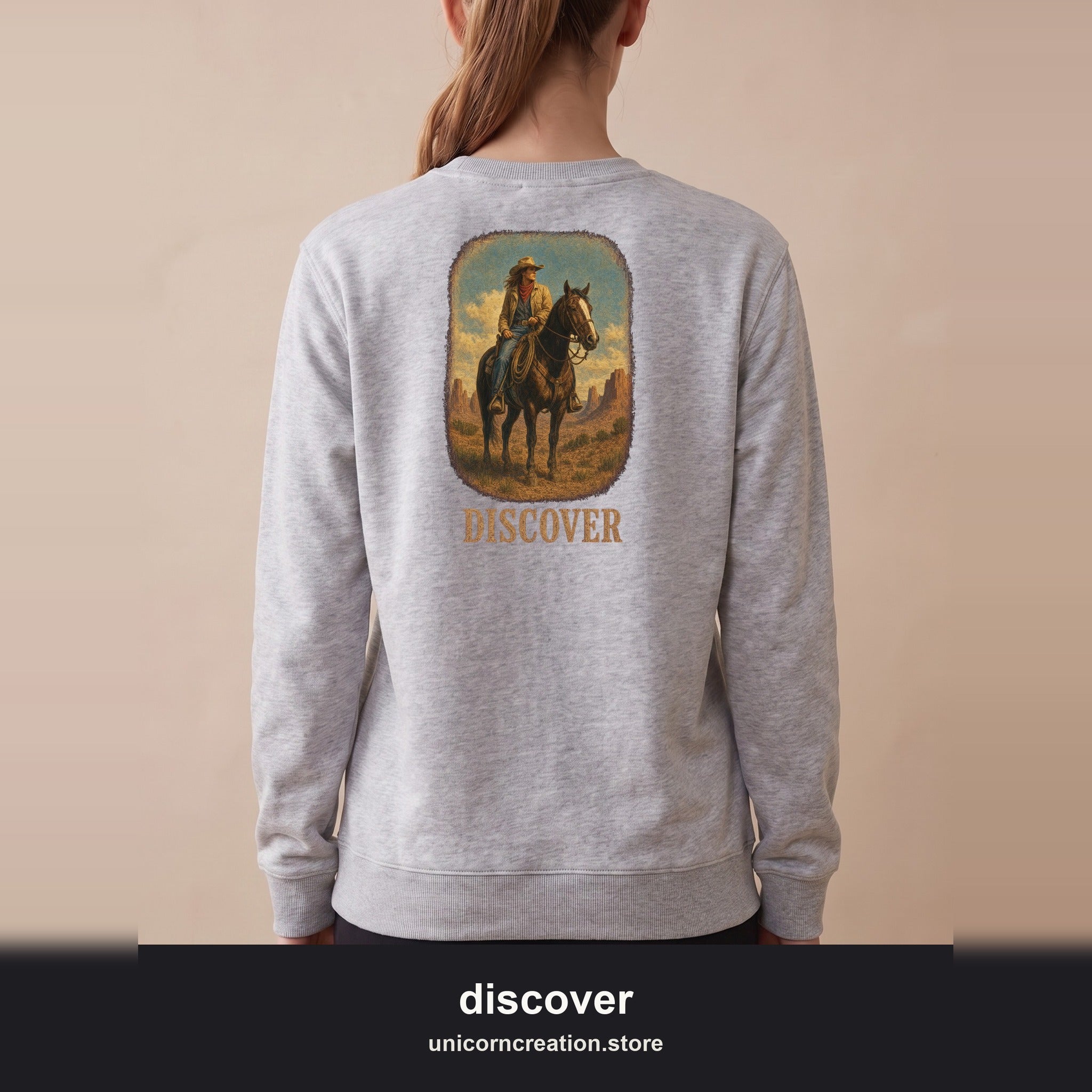 Discover Cowgirl Sweatshirt, Vintage Western Horse Crewneck, Desert Rodeo Sweatshirt, Sheriff Star Cowgirl Gift