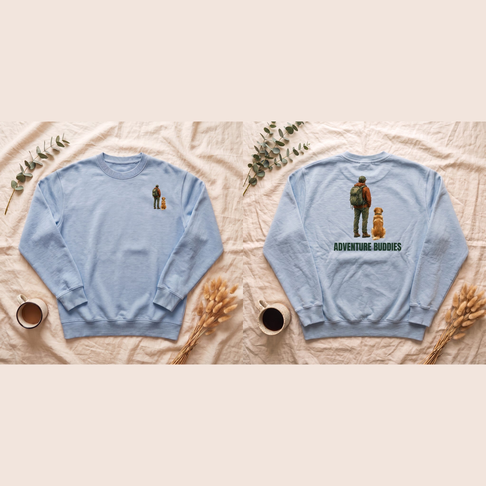 Adventure Buddies Shirt, Dog and Human Hiking Tee, Matching Dog Owner Gift, Painterly Outdoor Sweatshirt