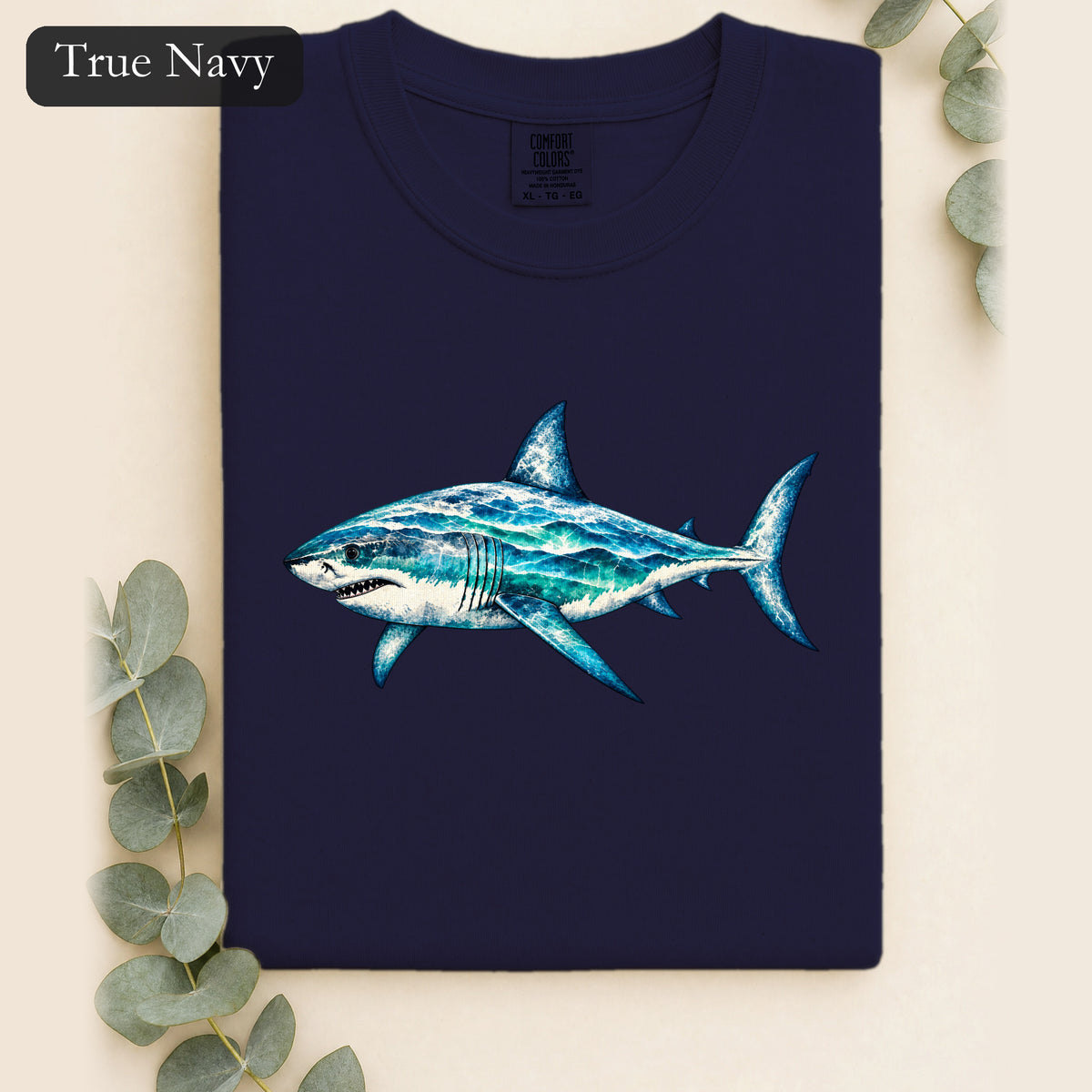 Blue Watercolor Shark Shirt | Ocean Fish Illustration