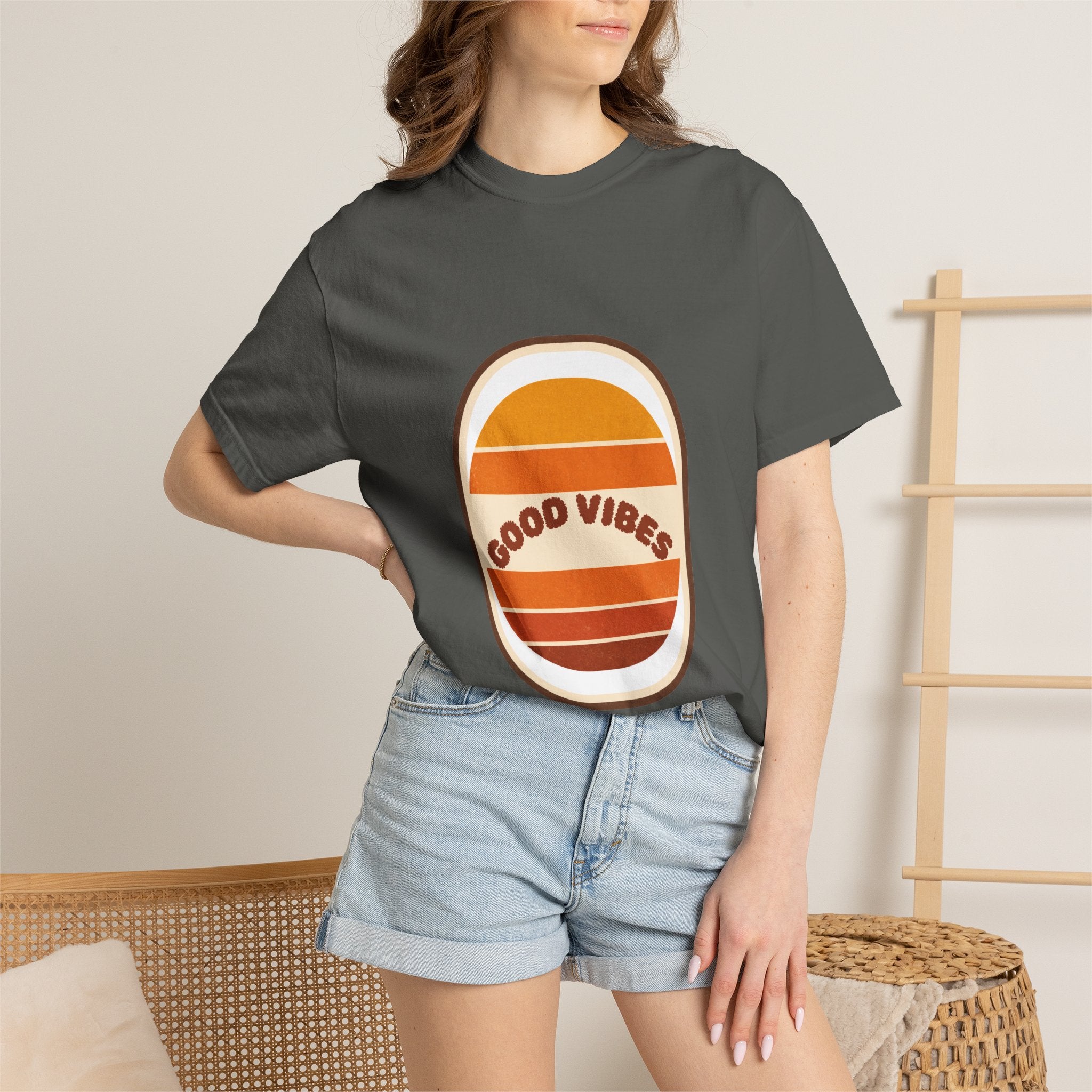 Good Vibes Retro Sunset Shirt, 70s Aesthetic Tee, Vintage Sunset Stripes Gift, Groovy Summer Sweatshirt