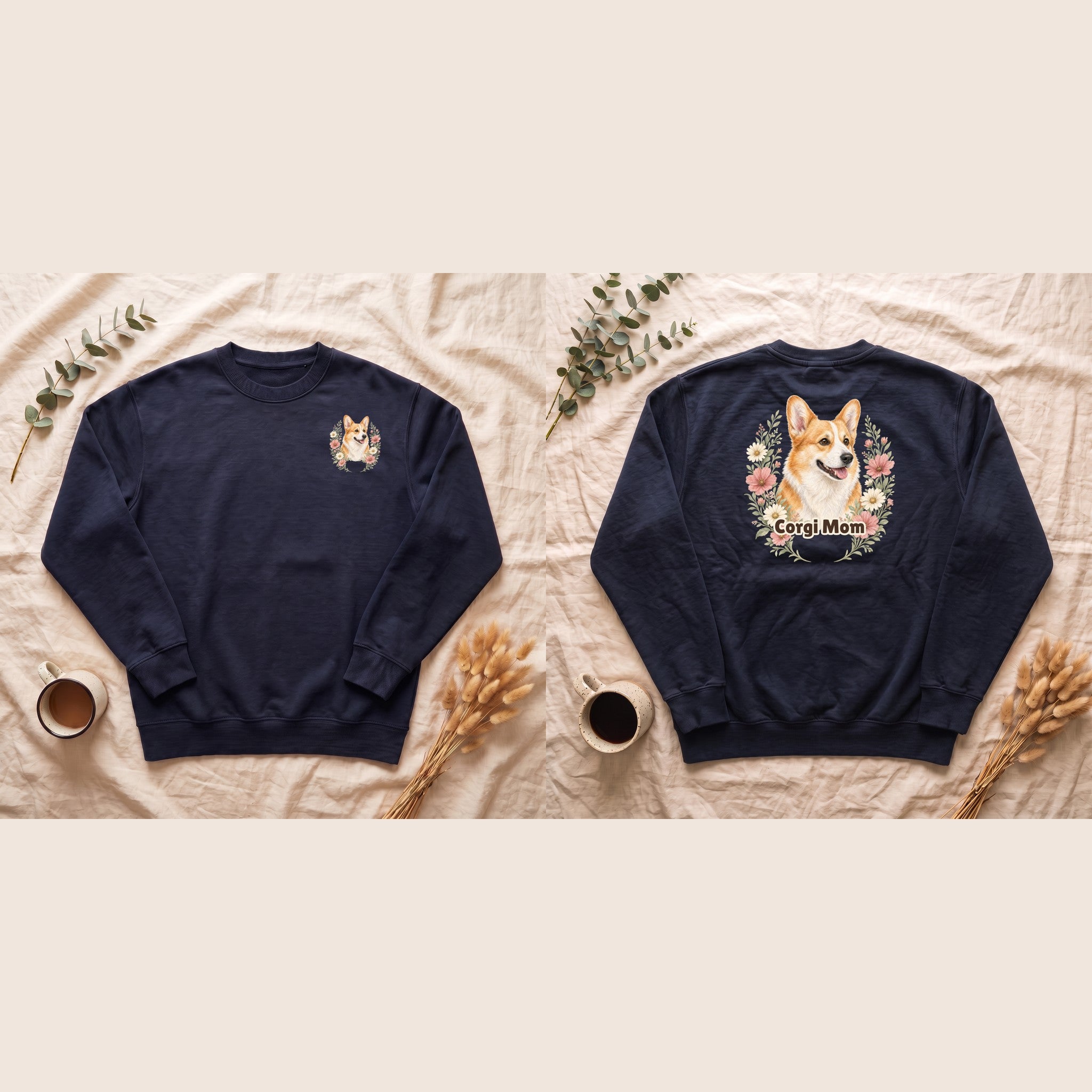 Corgi Mom Shirt, Corgi Mama Tee, Dog Mom Gift, Wildflower Corgi Lover Sweatshirt, Cute Dog Owner Gift