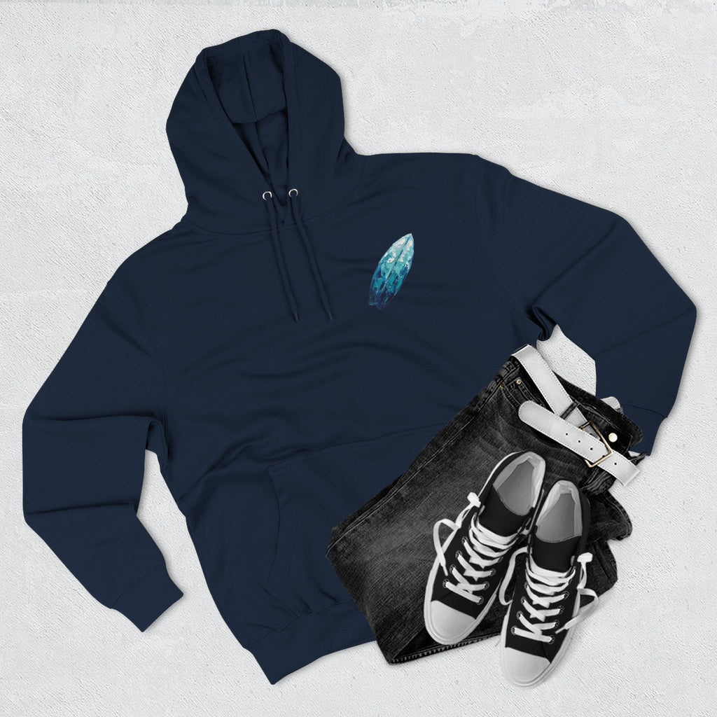 Surf Dog Hoodie — Cute White Dog Riding a Blue Surfboard Pullover