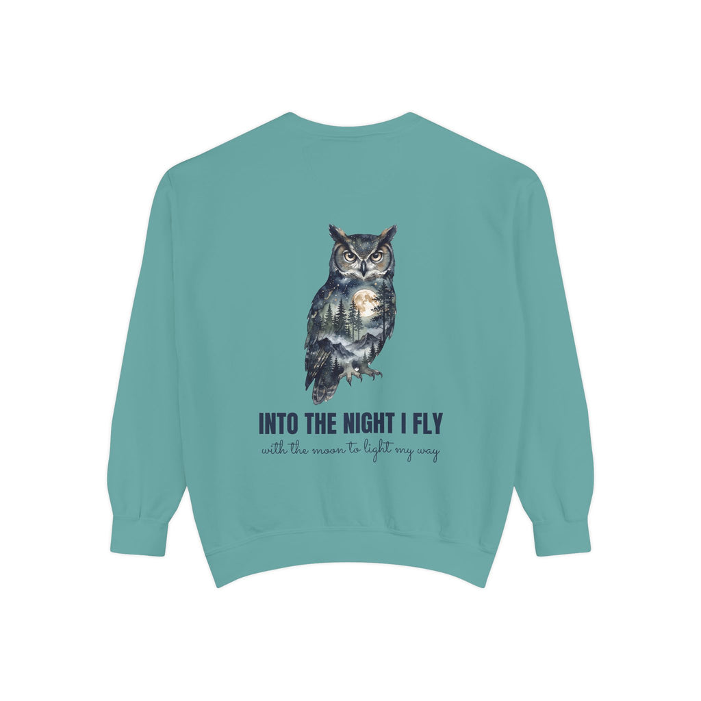 Into the Night I Fly Shirt, Owl Double Exposure Tee, Starlit Forest Nature Lover Gift, Woodland Wildlife Sweatshirt