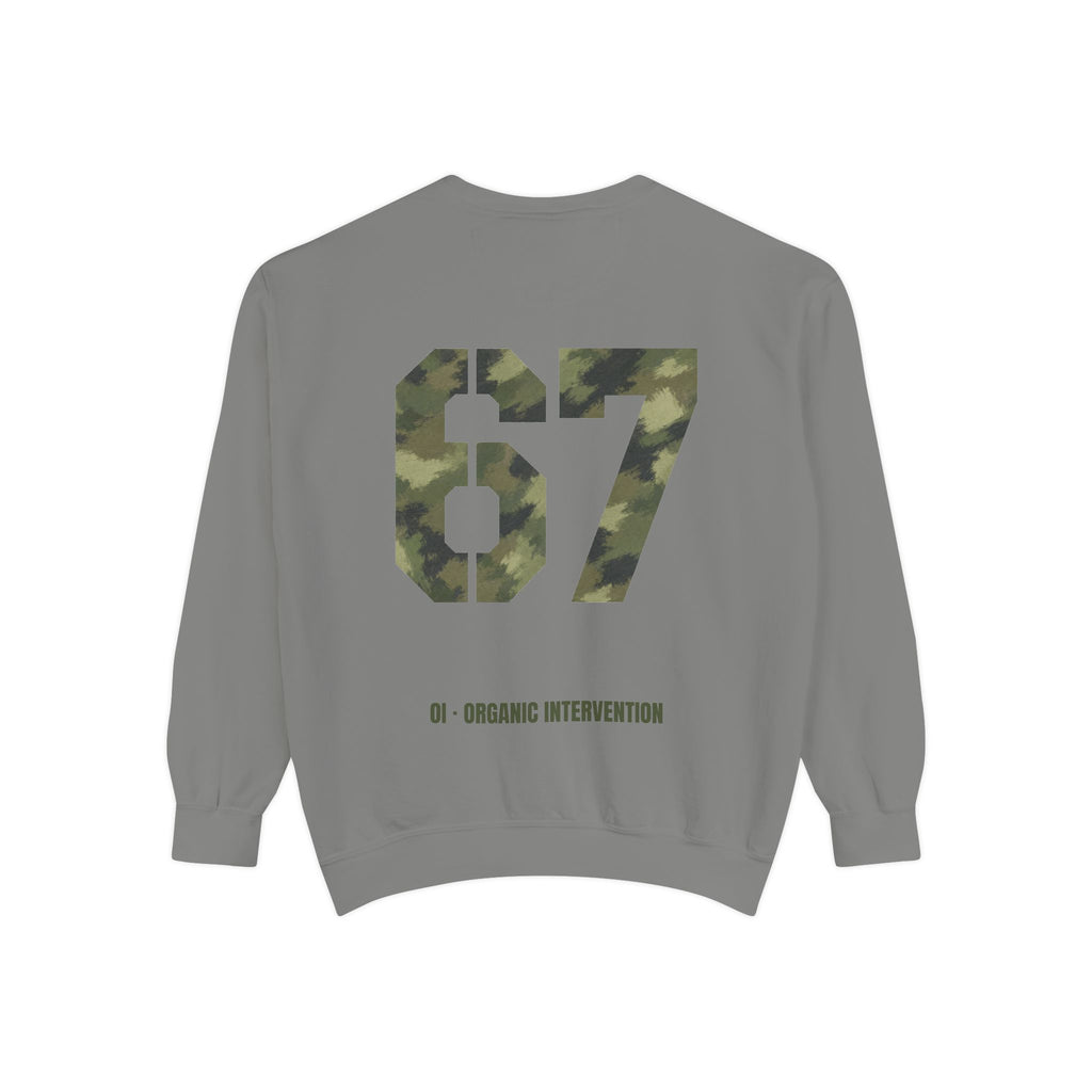 Organic Intervention 67 Camo Shirt, OI Military Number Tee, Streetwear Camo Graphic Gift, Bold Statement Sweatshirt