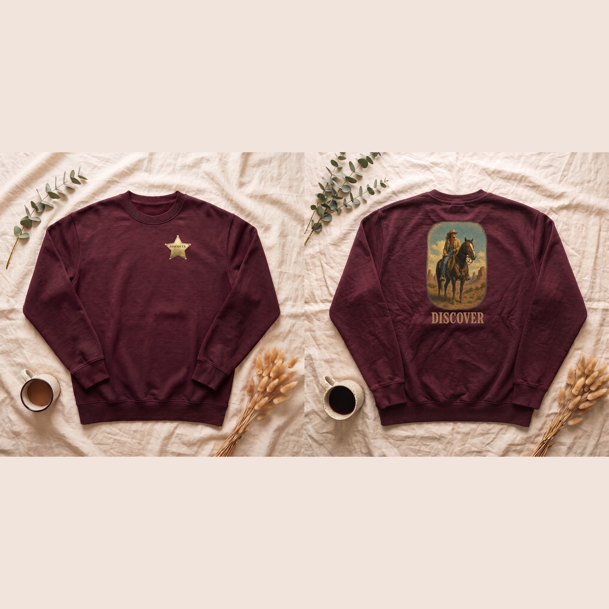 Discover Cowgirl Sweatshirt, Vintage Western Horse Crewneck, Desert Rodeo Sweatshirt, Sheriff Star Cowgirl Gift