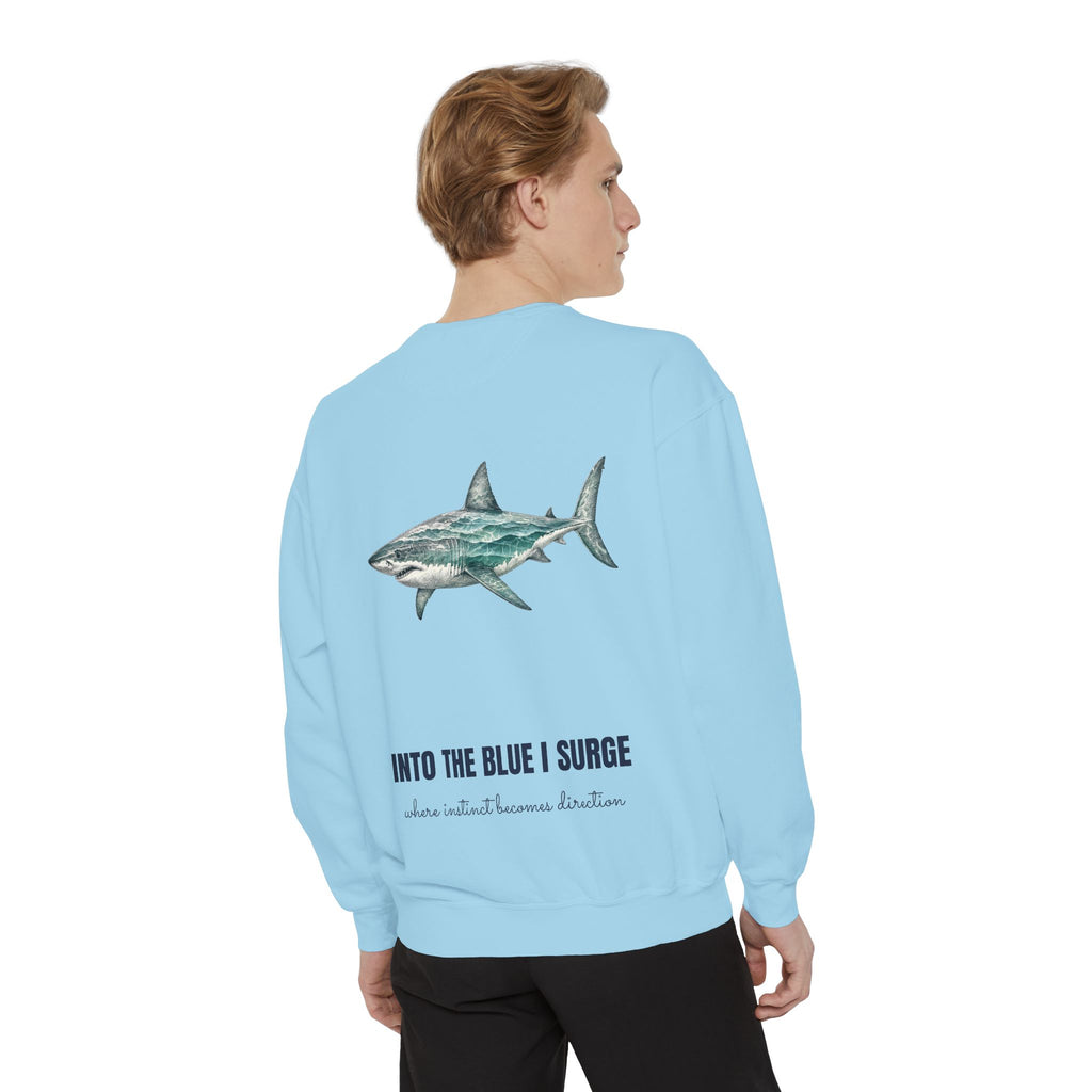Into the Blue I Surge Shirt, Great White Shark Double Exposure Tee, Ocean Diver Sea Life Gift, Nautical Sweatshirt