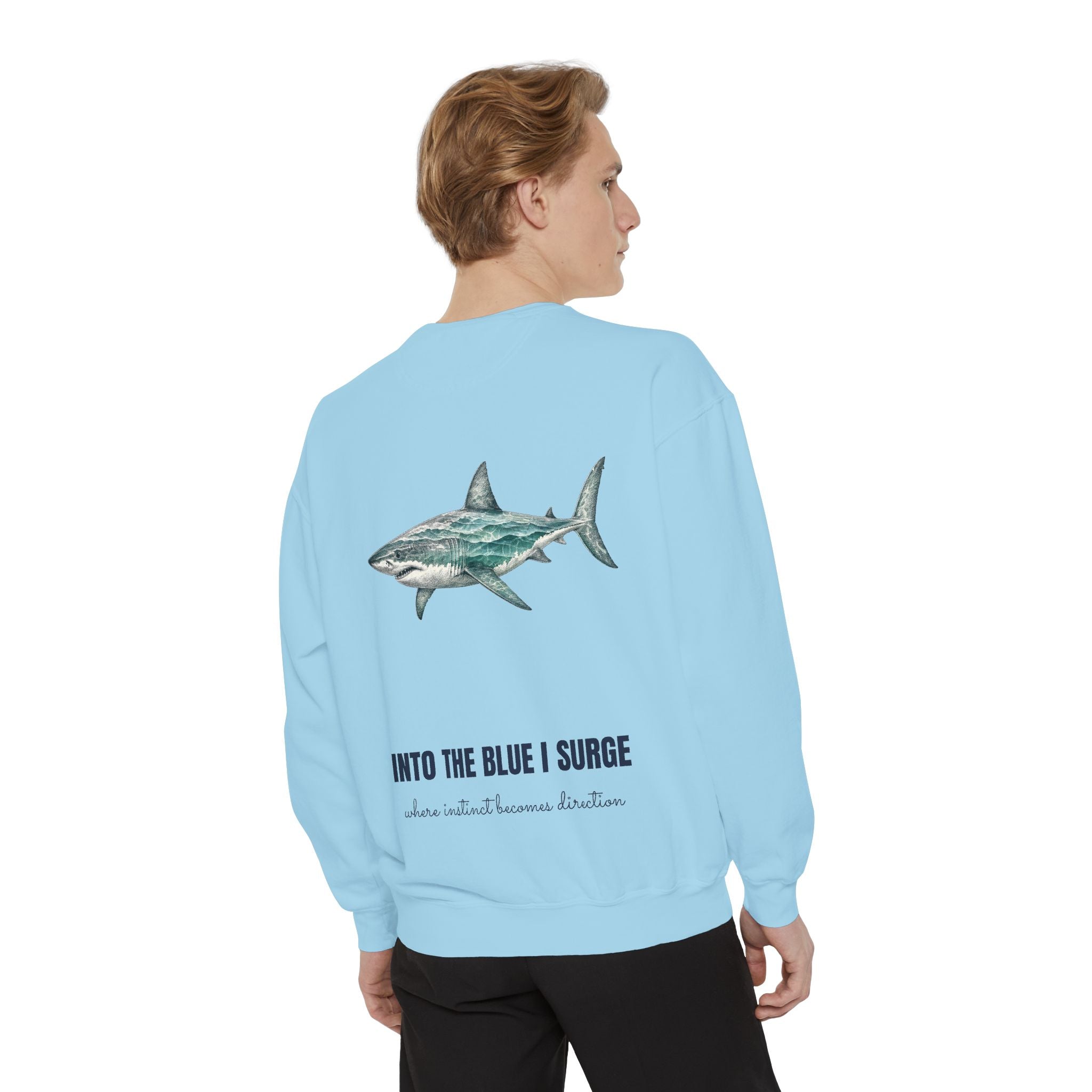Into the Blue I Surge Shirt, Great White Shark Double Exposure Tee, Ocean Diver Sea Life Gift, Nautical Sweatshirt