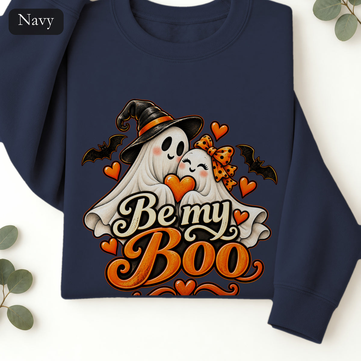 Be My Boo ghost couple Sweatshirt | Halloween spooky hearts