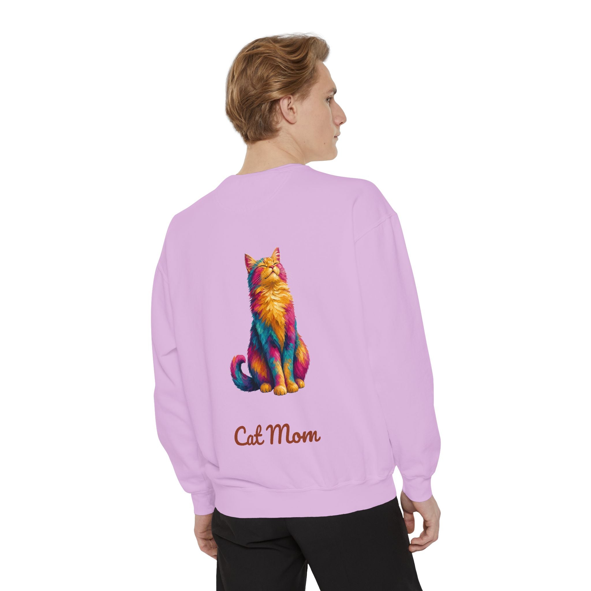 Cat Mom Shirt, Vibrant Painterly Cat Tee, Bold Cat Lover Gift, Colorful Cat Owner Sweatshirt