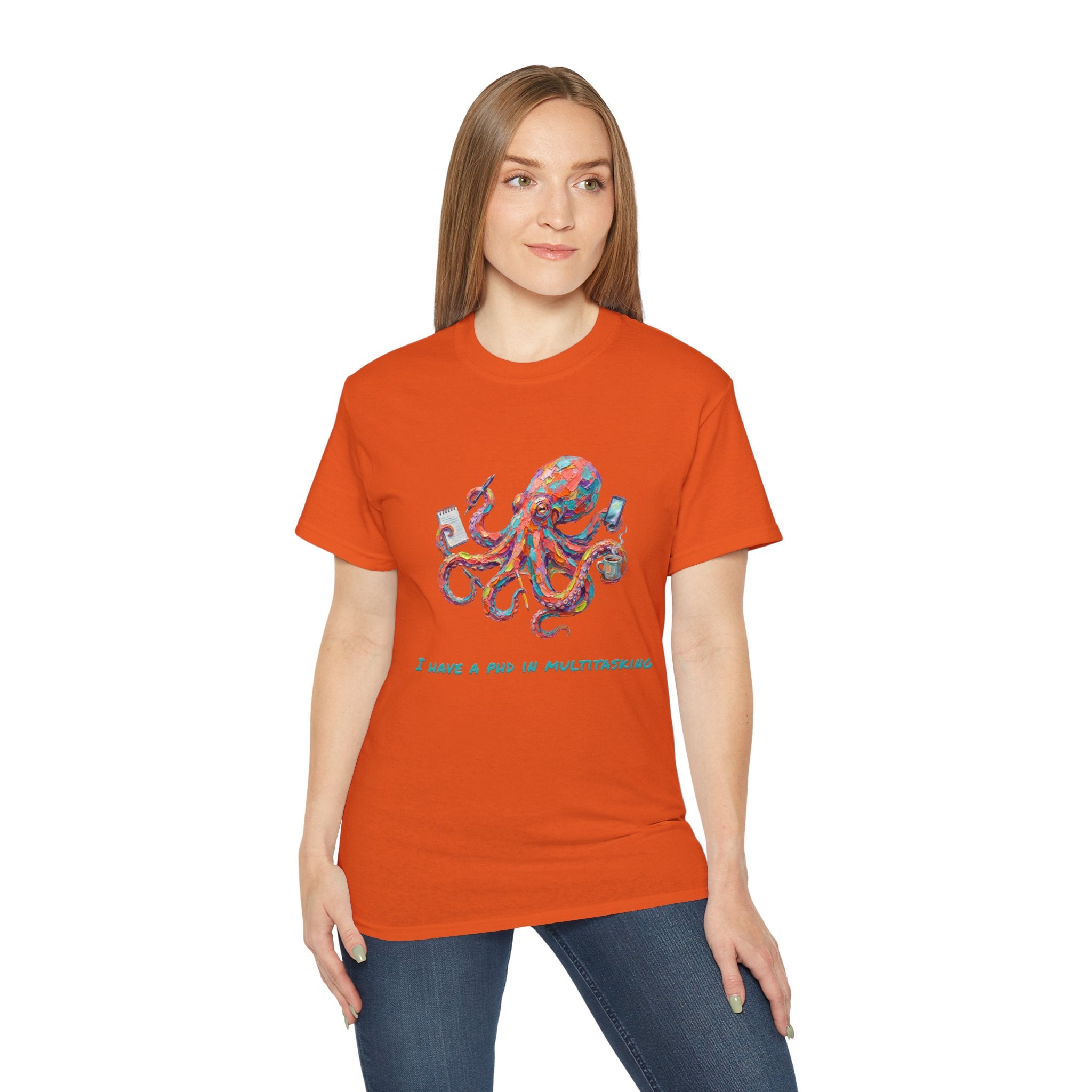 Octopus T-Shirt — I Have a PhD in Multitasking, Funny Office Tee
