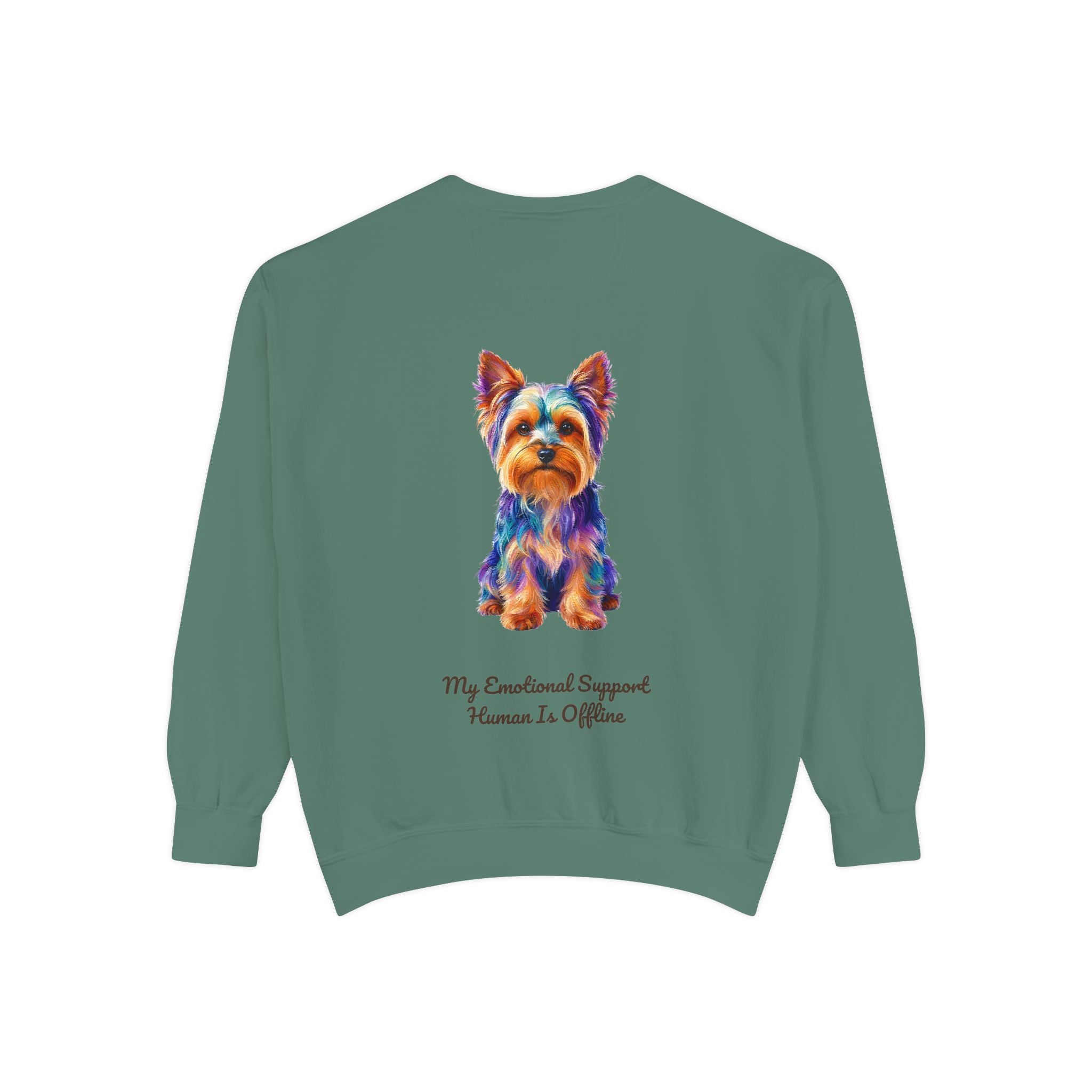 Yorkie Shirt, My Emotional Support Human Is Offline Tee, Funny Yorkshire Terrier Dog Mom Gift, Dog Lover Sweatshirt