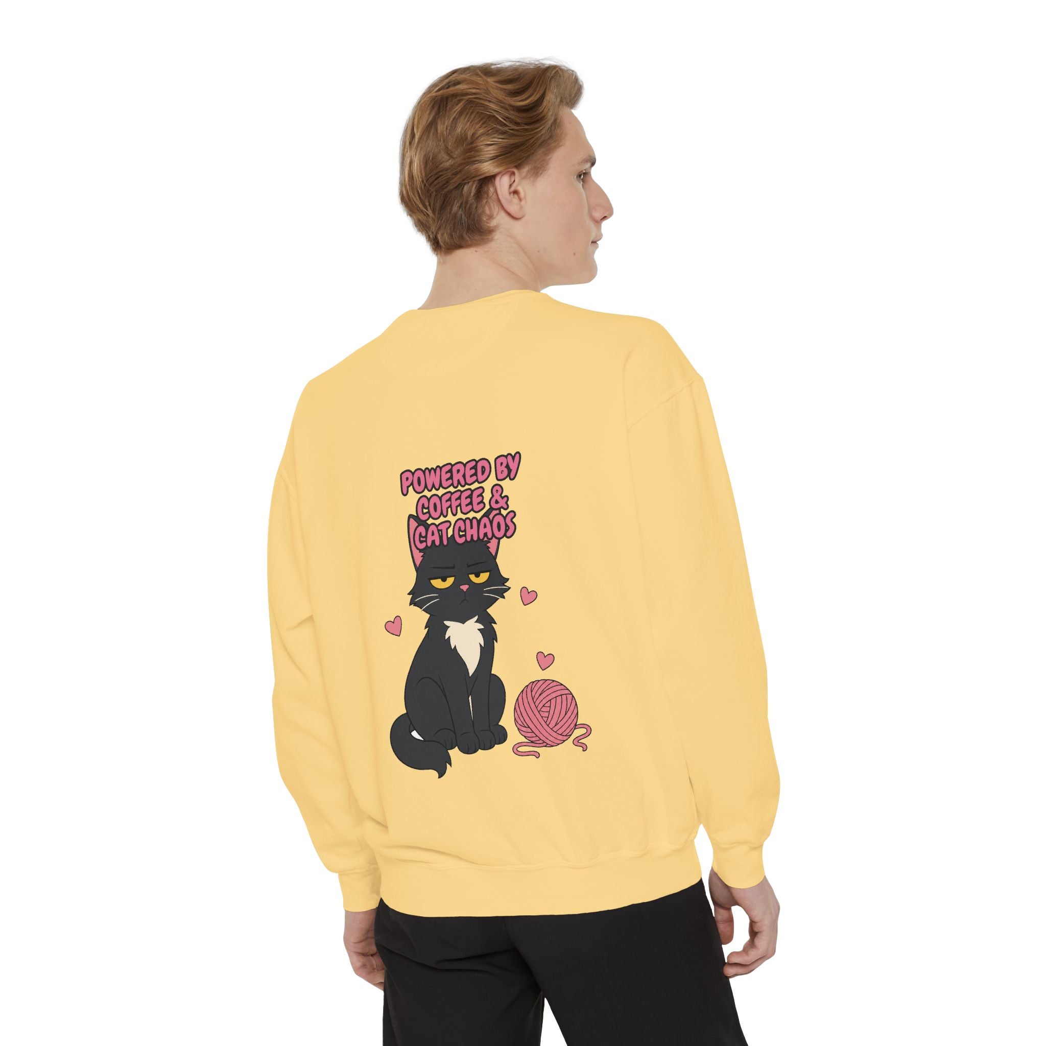 Powered By Coffee and Cat Chaos Shirt, Funny Cat Mom Coffee Tee, Cat Lover Gift, Cat Owner Sweatshirt