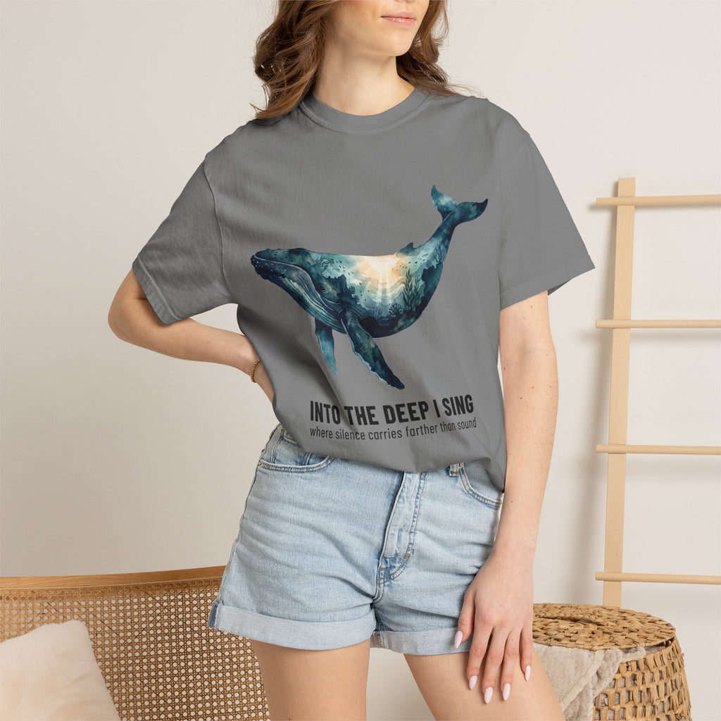 Whale Deep Ocean Graphic T-Shirt — "Into the Deep I Sing" Ocean Graphic Tee