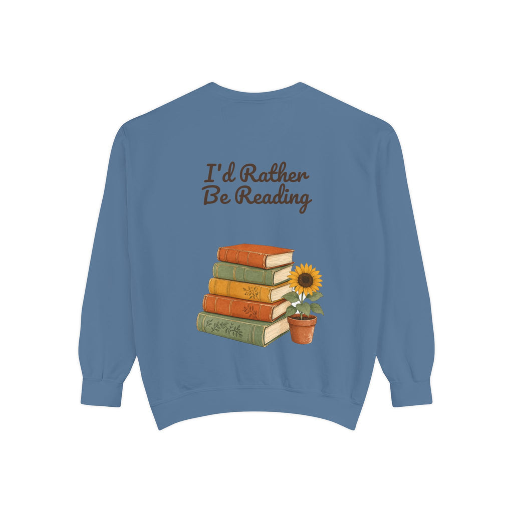 I'd Rather Be Reading Shirt, Book Lover Tee, Bookish Reader Gift, Cozy Sunflower Reading Sweatshirt